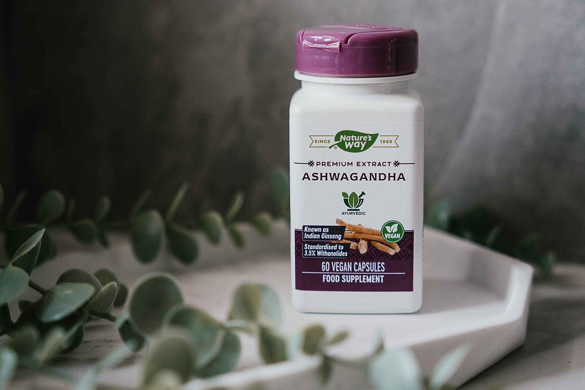 Nature's Way Ashwagandha 60 Vcaps packaging details