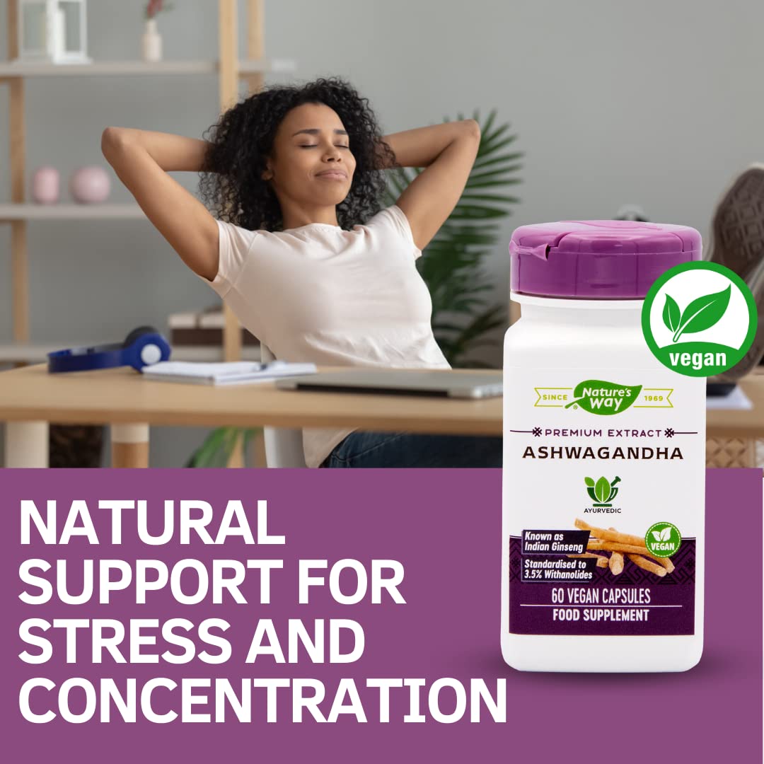 Nature's Way Ashwagandha bottle with capsules