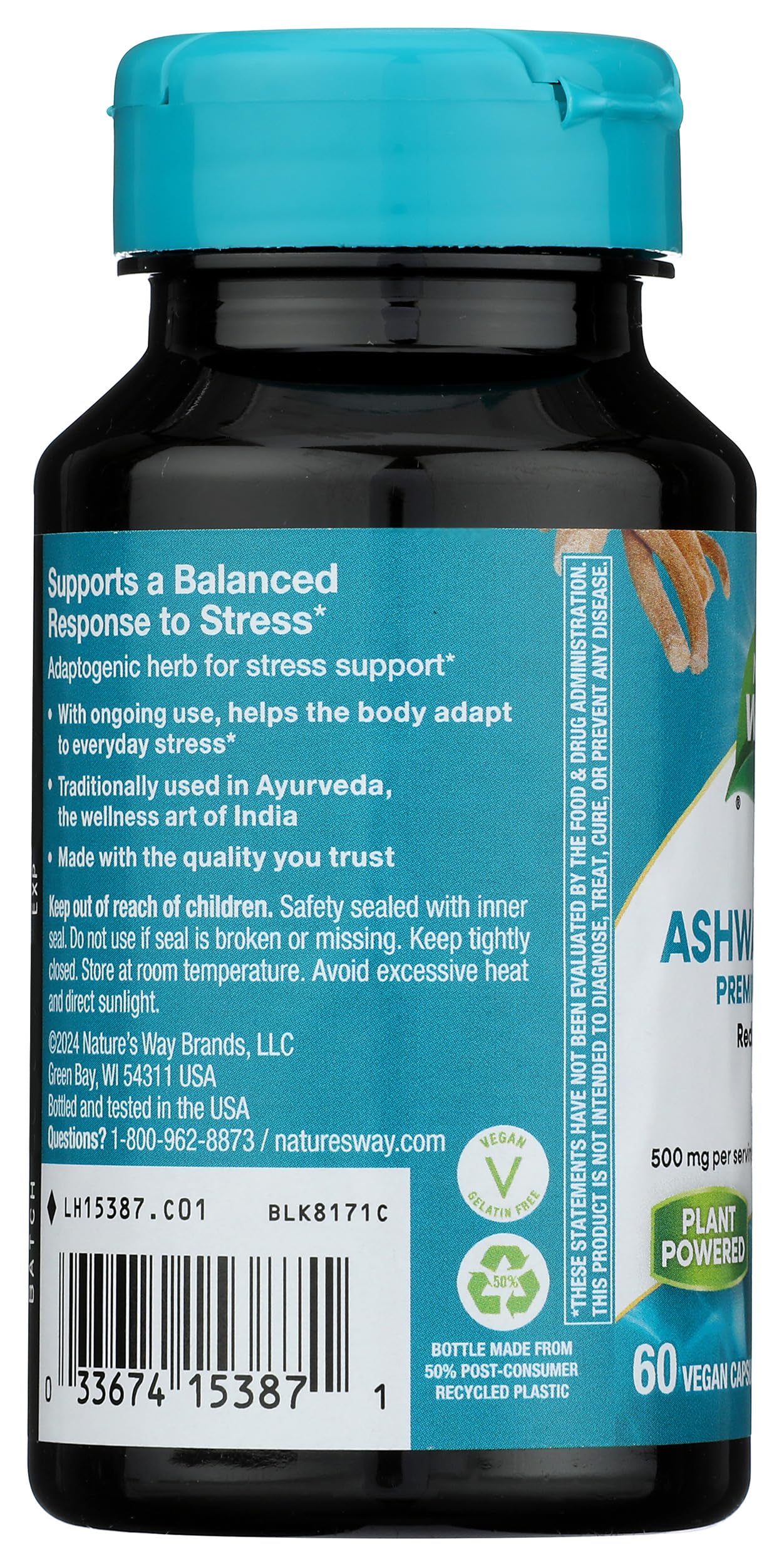 Nature's Way Ashwagandha Root Extract 45g displayed with other supplements