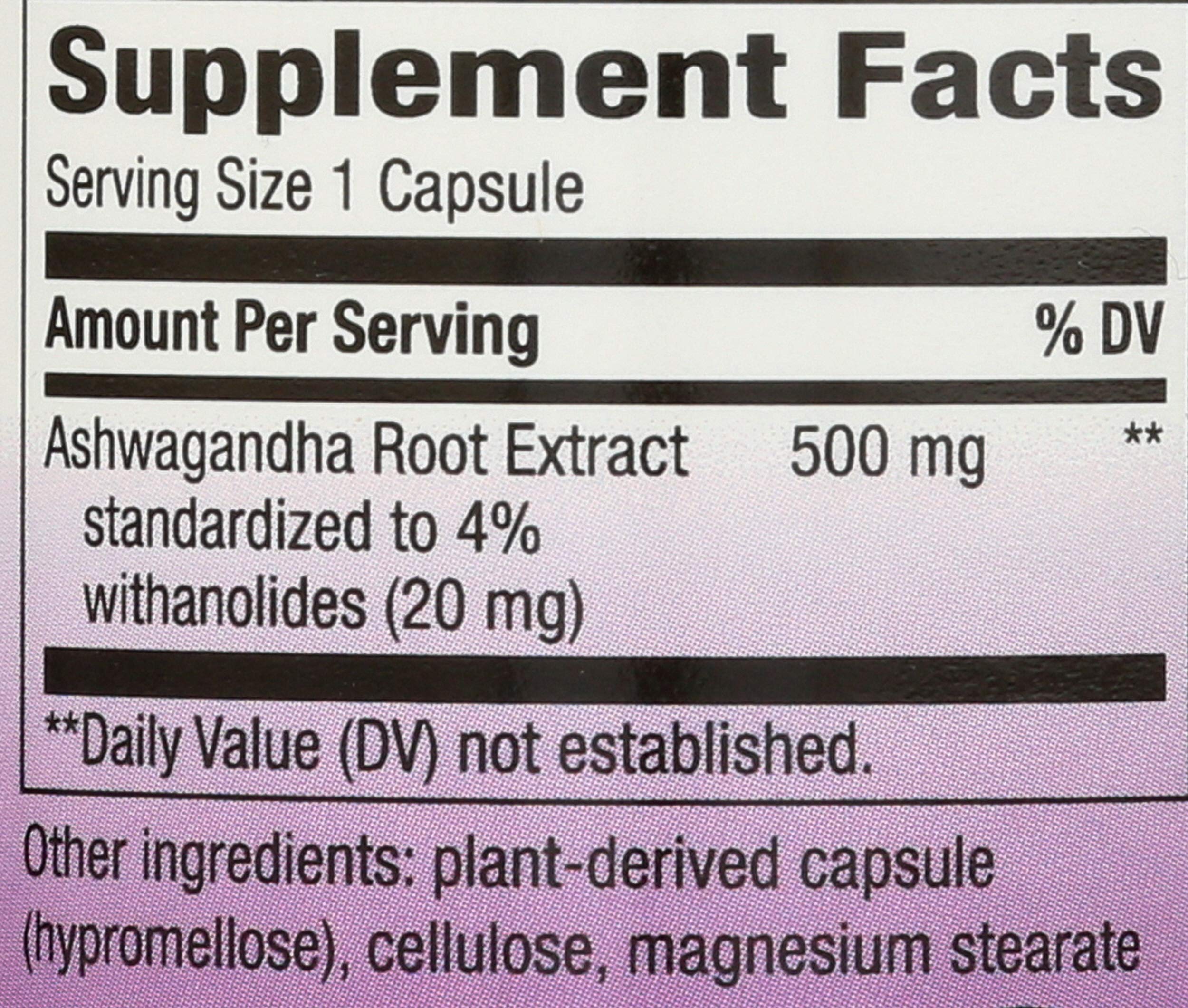 Nature's Way Ashwagandha Root Extract 45g side view showing capsule