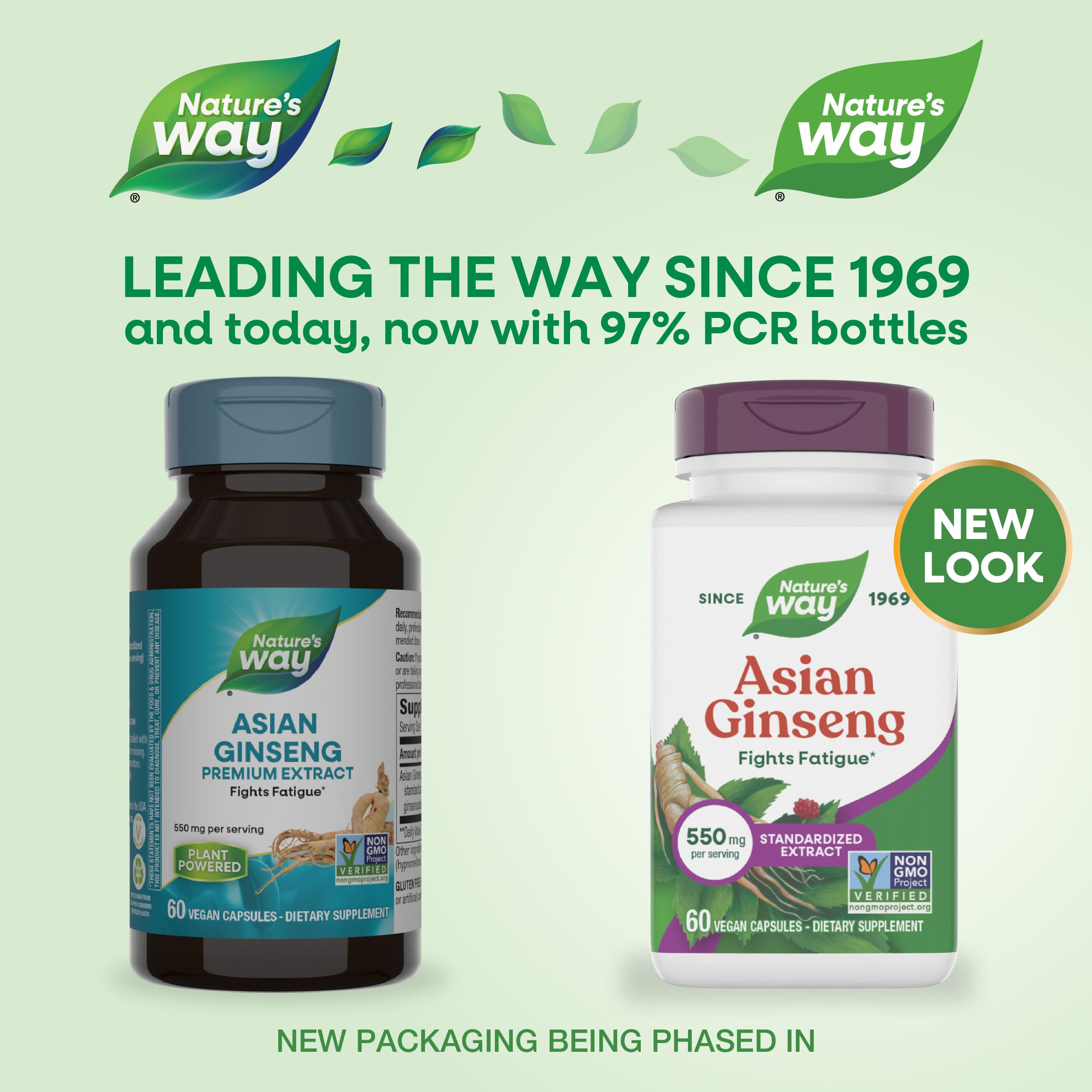 Nature's Way Asian Ginseng 54g side view showing label details