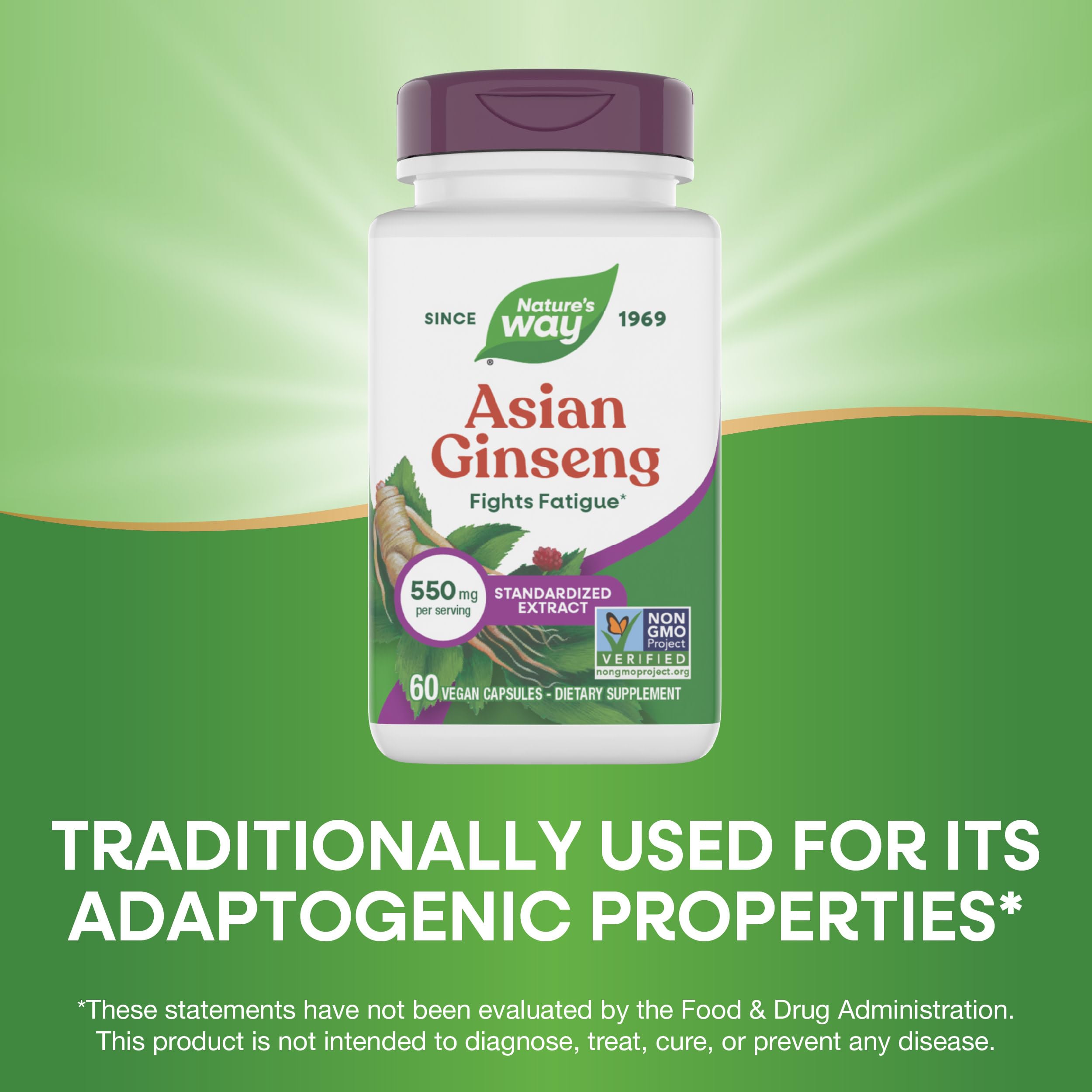 Nature's Way Asian Ginseng 54g with measuring spoon for dosage