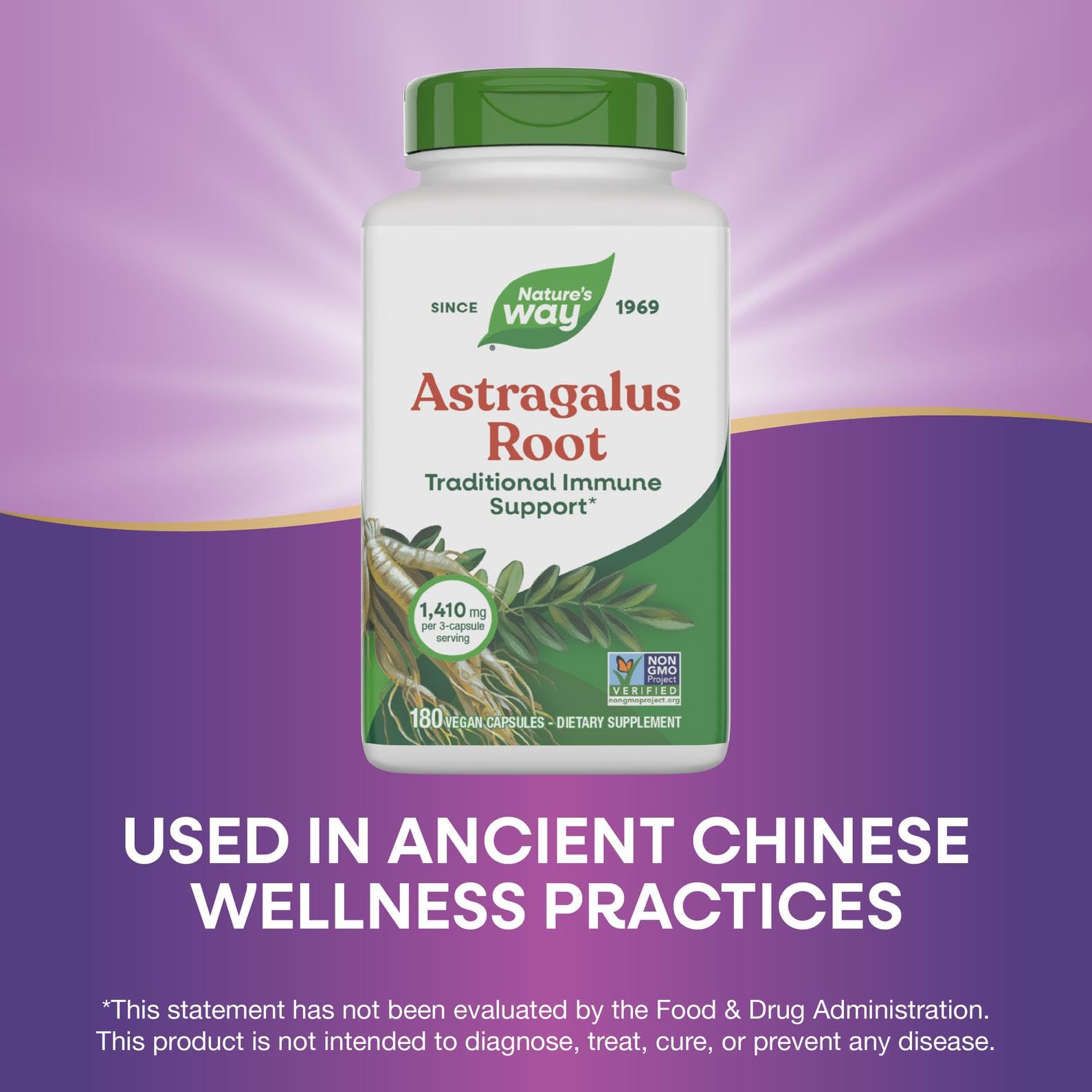 Nature's Way Astragalus Root supplement with dosage instructions