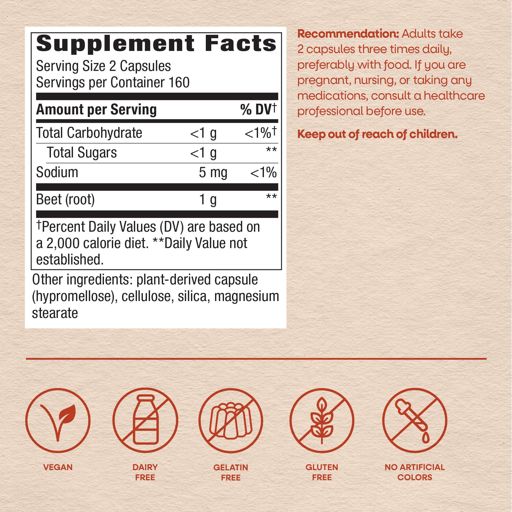 Nature's Way Beet Root Capsules 1000mg opened bottle