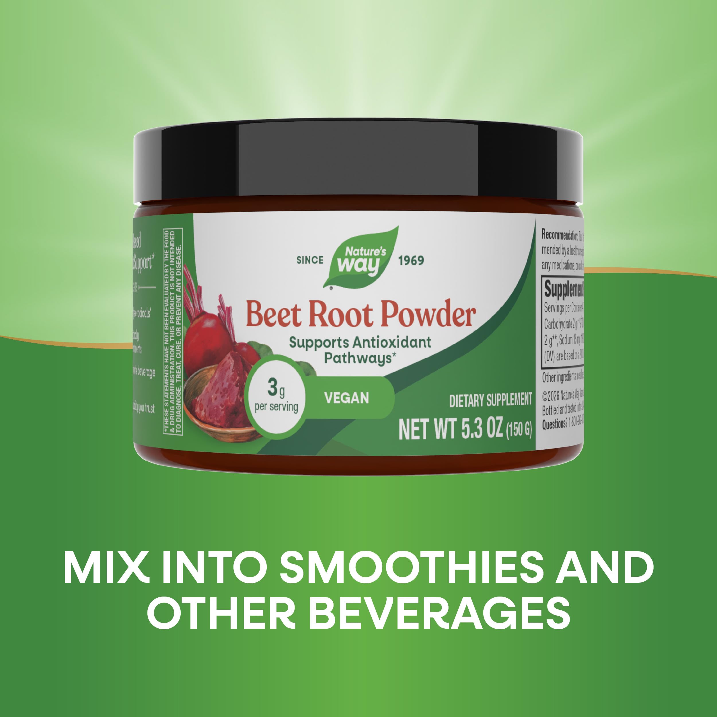 Nature's Way Beet Root Powder 209g mixed in smoothie