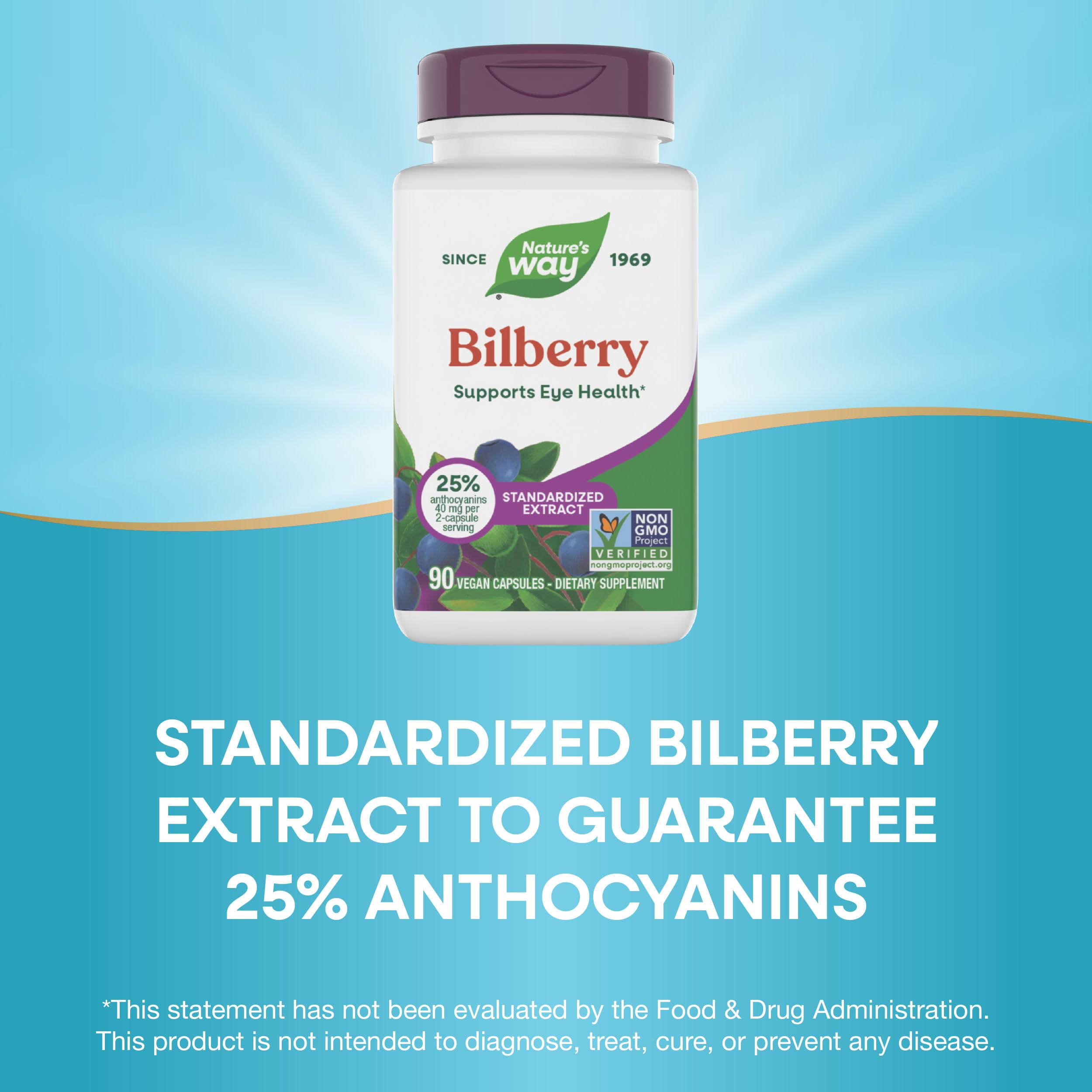 Nature's Way Bilberry Extract side view showing label
