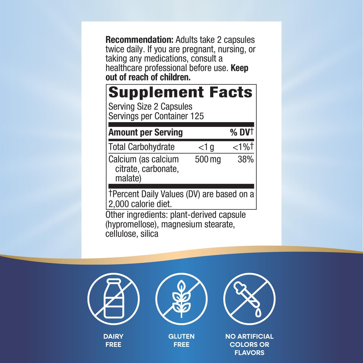 Nature's Way Calcium Citrate Supplement bottle back view