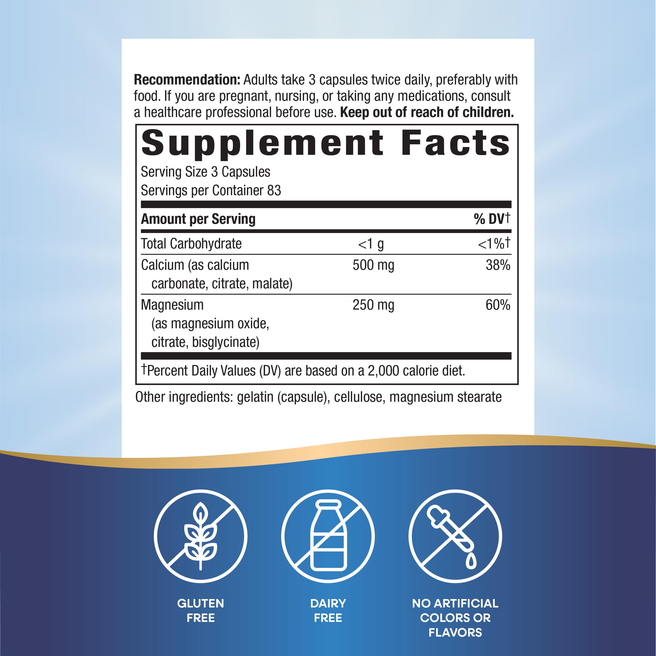 Nature's Way Calcium & Magnesium Mineral Complex capsules in hand