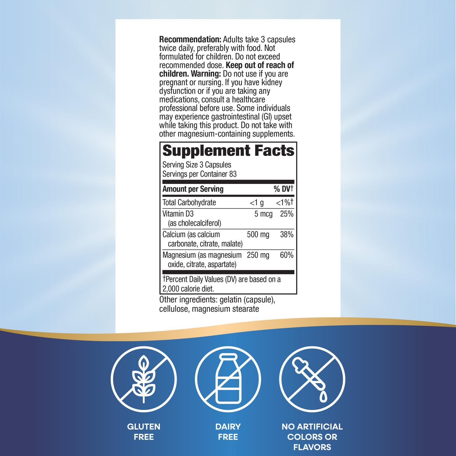 Nature's Way Calcium, Magnesium & Vitamin D Complex 298g side view