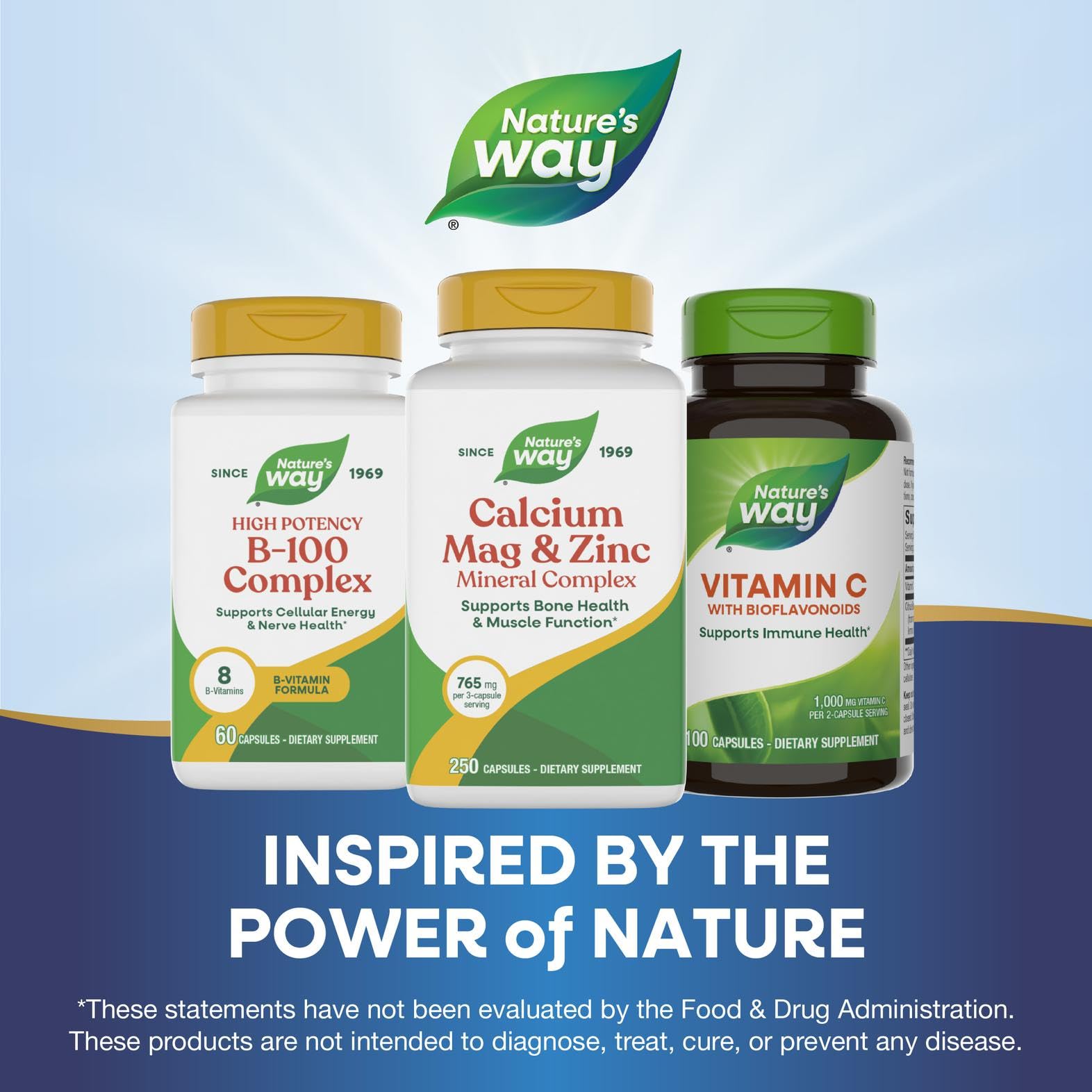 Nature's Way Calcium Magnesium Zinc Supplement capsule in hand