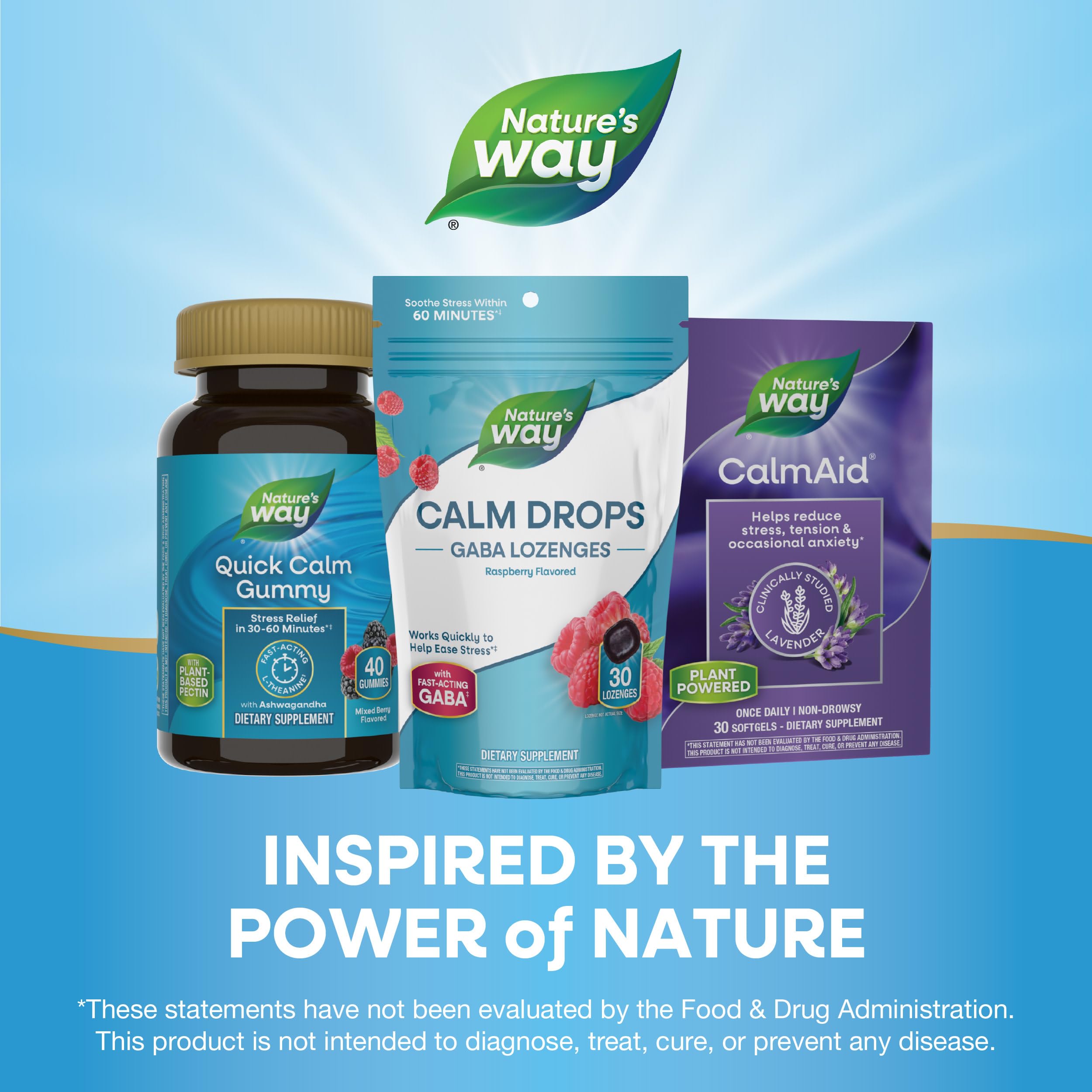 Nature's Way Calm Drops lozenge dissolving in mouth illustration