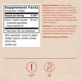 Nature's Way CalmAid Lavender Oil Softgels with a glass of water