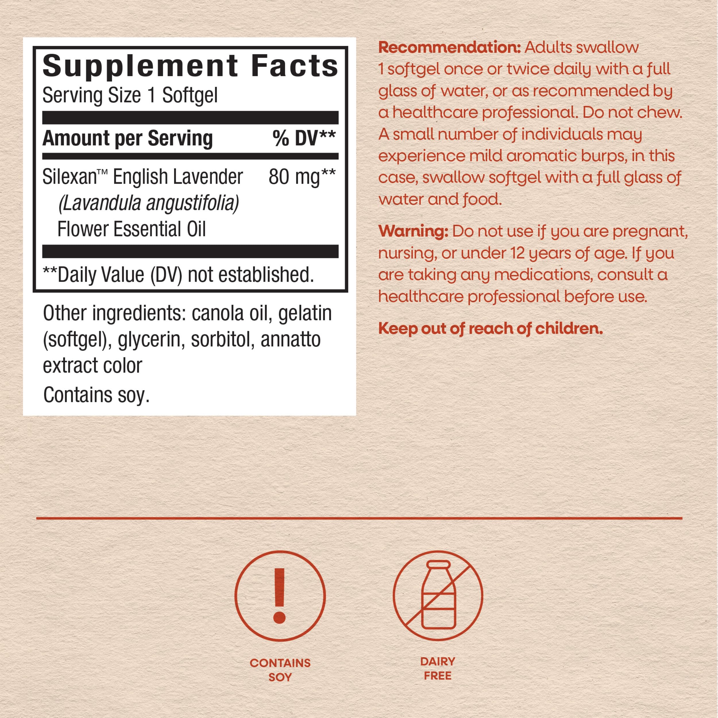 Nature's Way CalmAid Lavender Oil Softgels with a glass of water