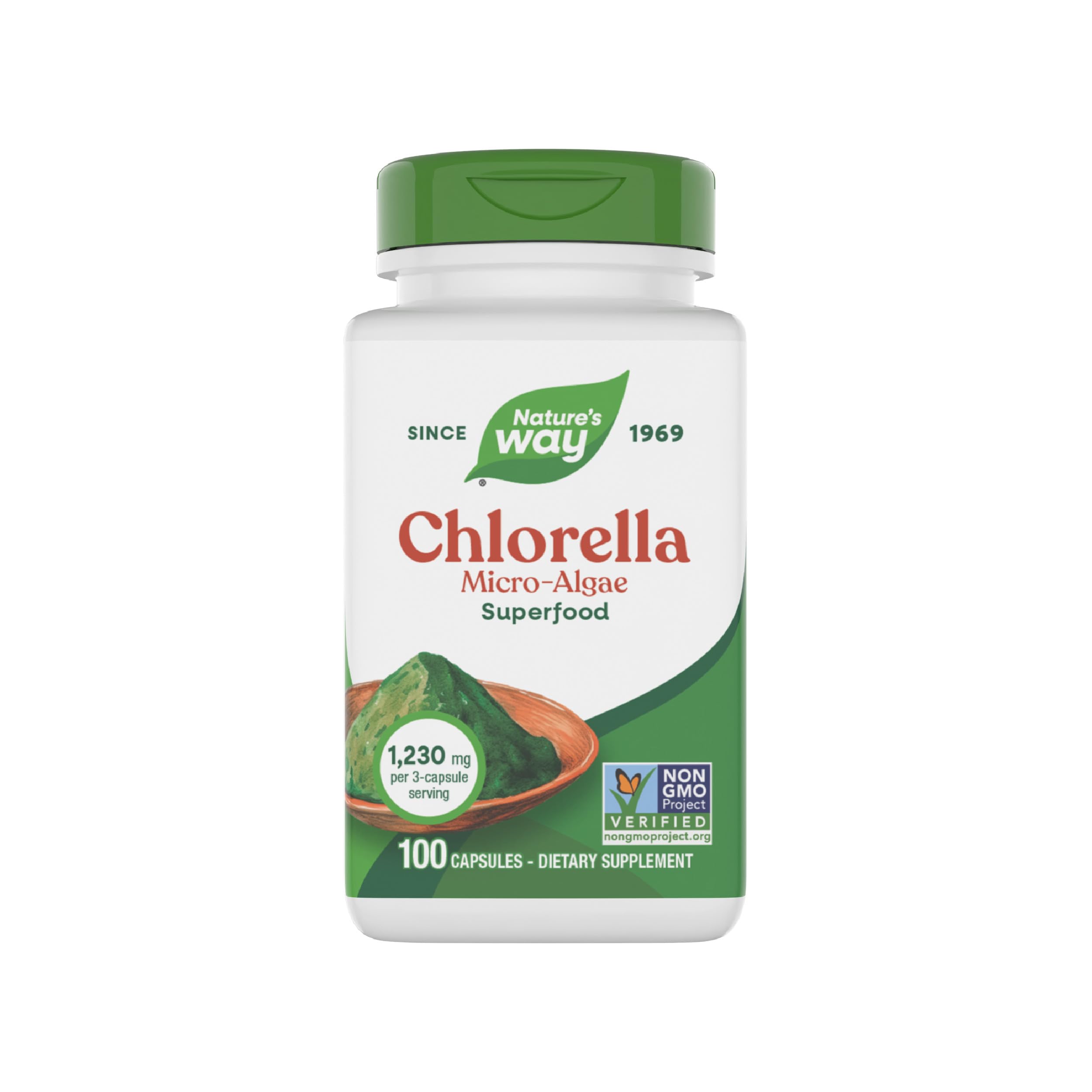 Nature's Way Chlorella 1230mg 90 Capsules front view