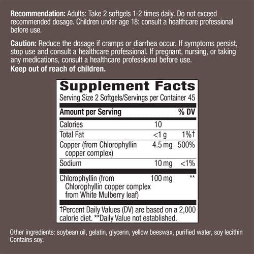 Nature's Way Chlorofresh 222g with dosage instructions