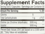 Nature's Way Choline & Inositol Capsules 500mg bottle top