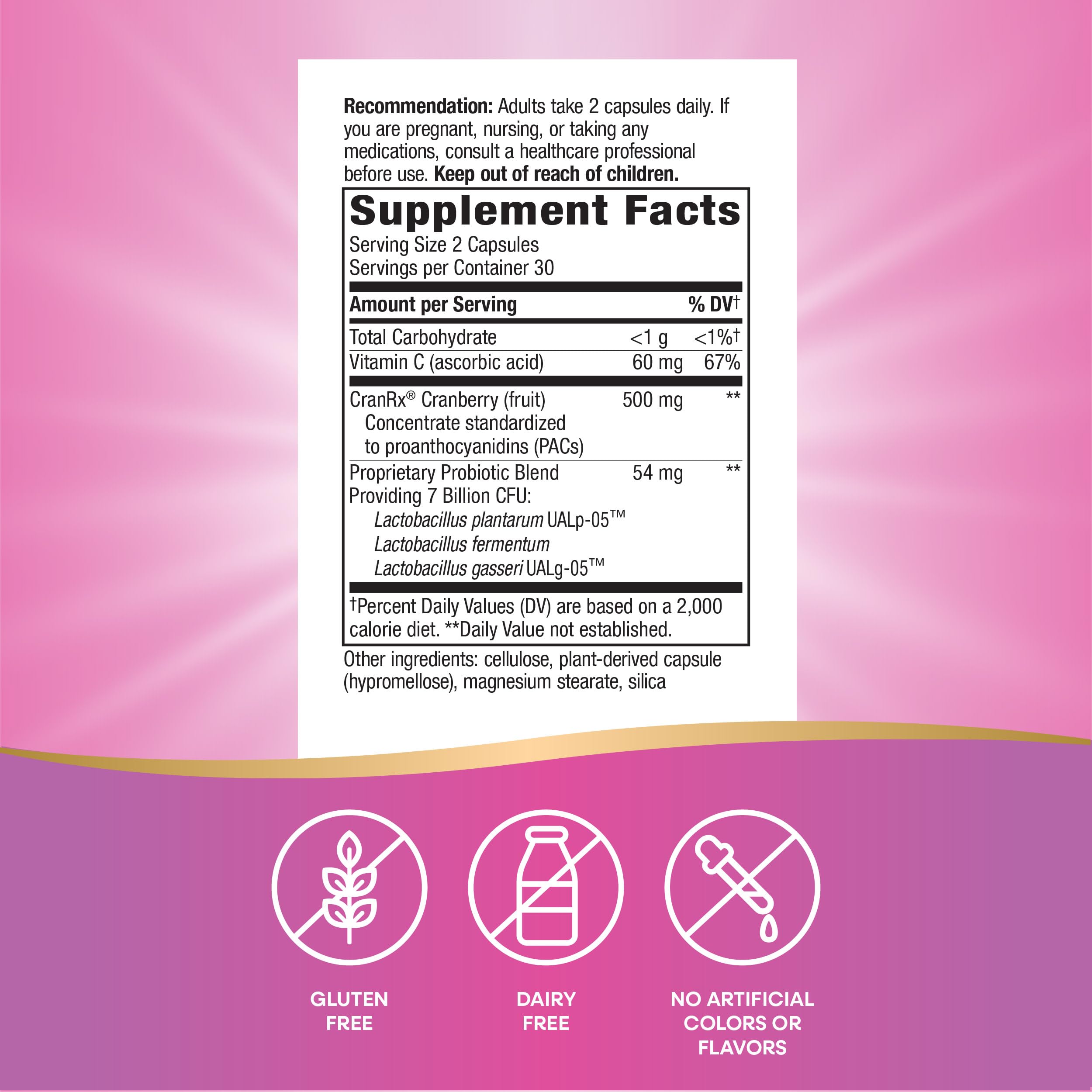 Nature's Way Cranberry Probiotic Capsules with fresh cranberries