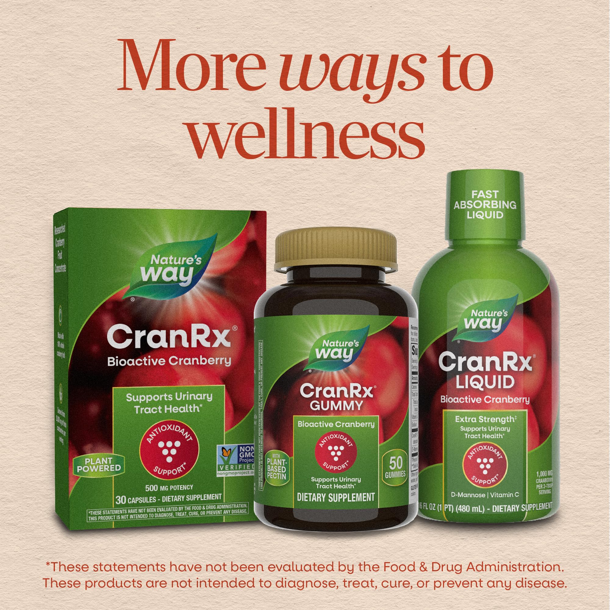 Nature's Way CranRx Gummies displayed on a kitchen counter