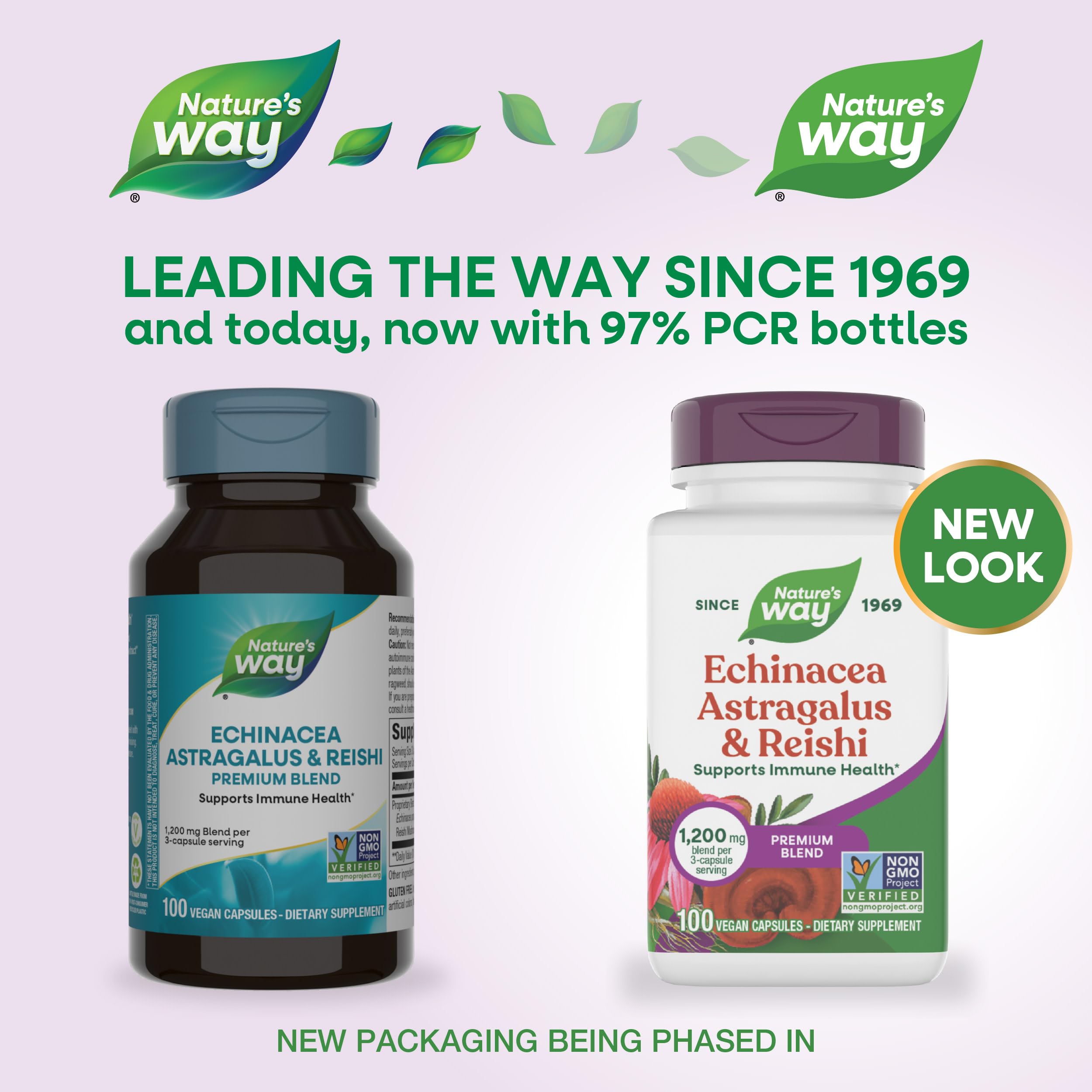 Nature's Way Echinacea Astragalus & Reishi capsules side view