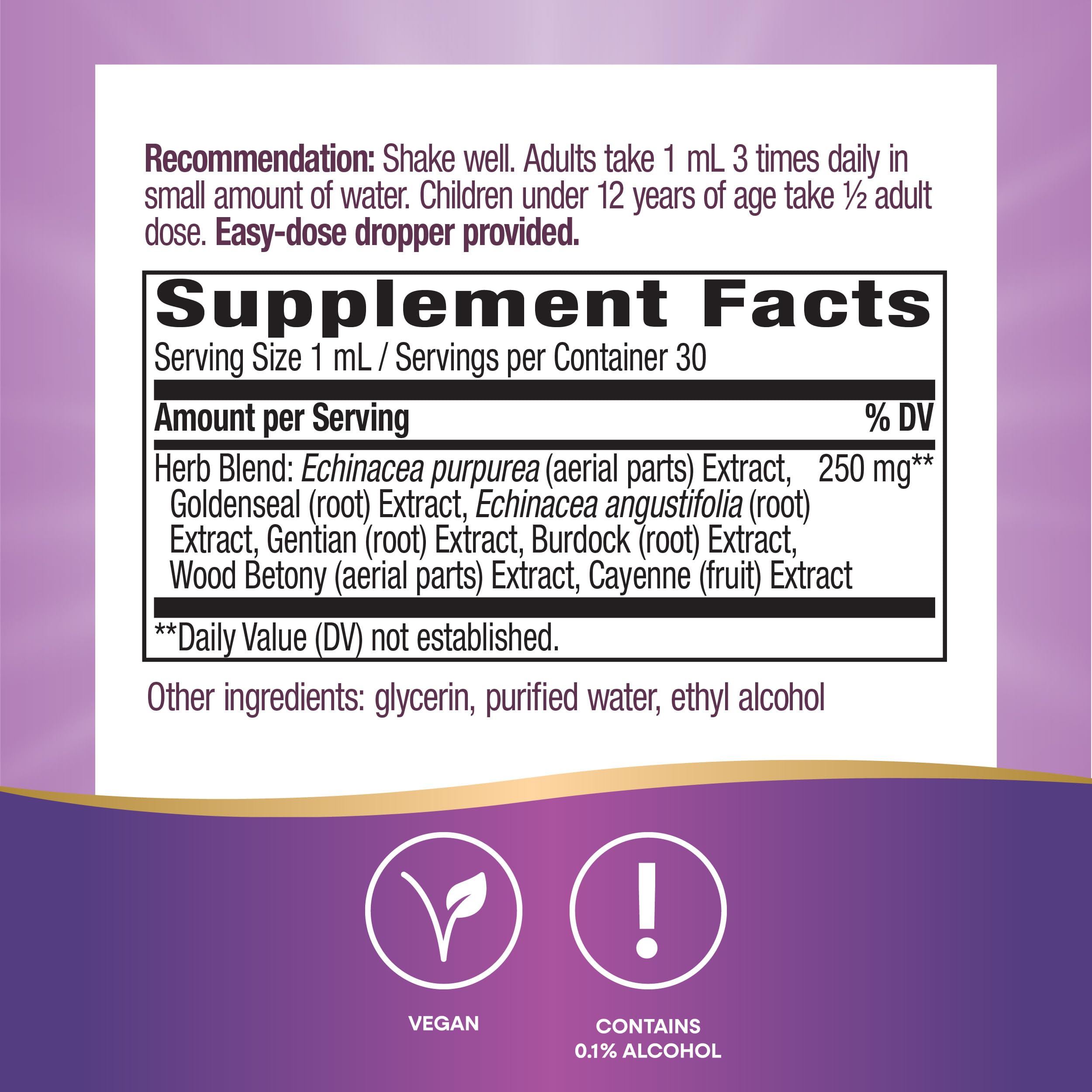 Nature's Way Echinacea Herbal Drops 85g ingredients list
