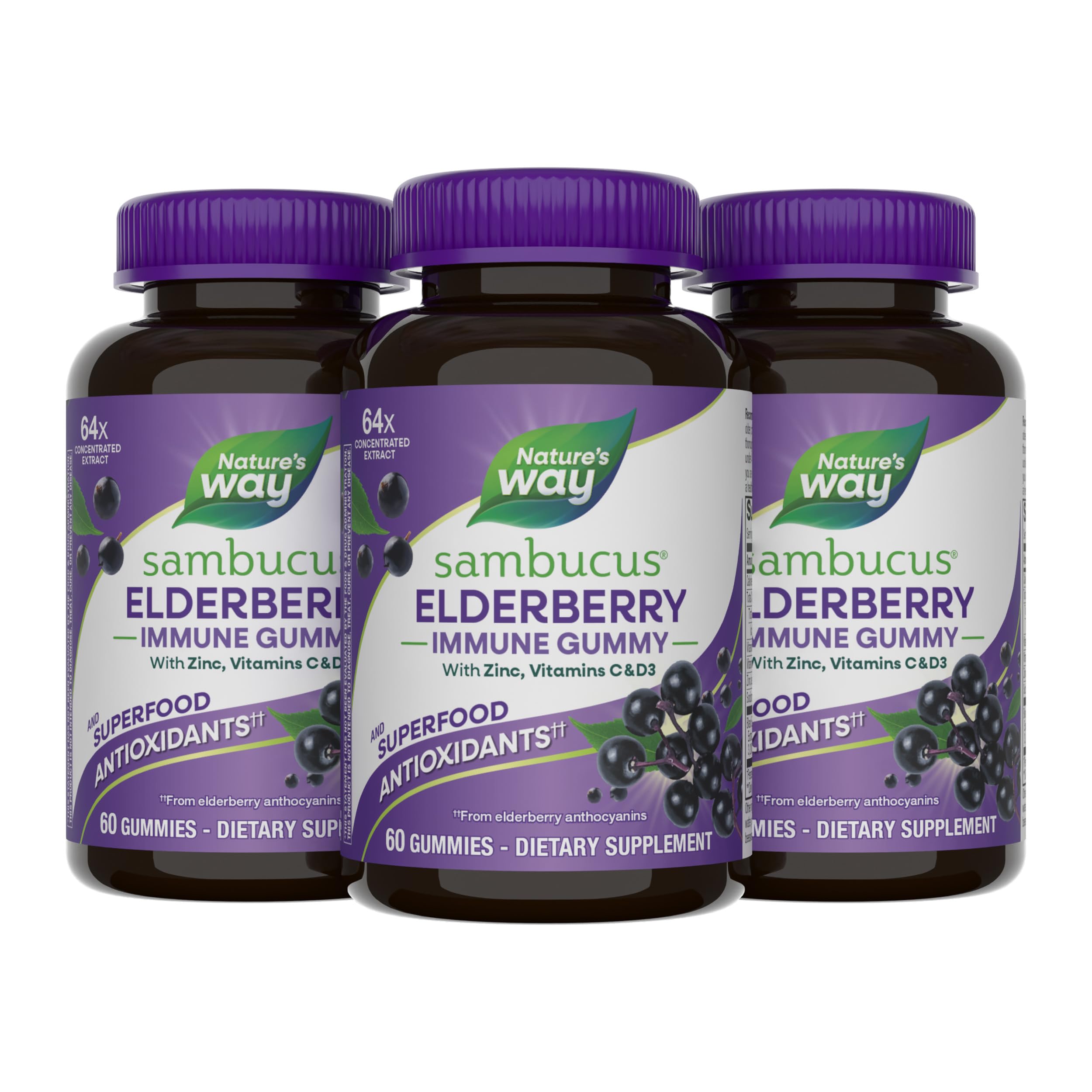 Nature's Way Elderberry Gummies front view with packaging