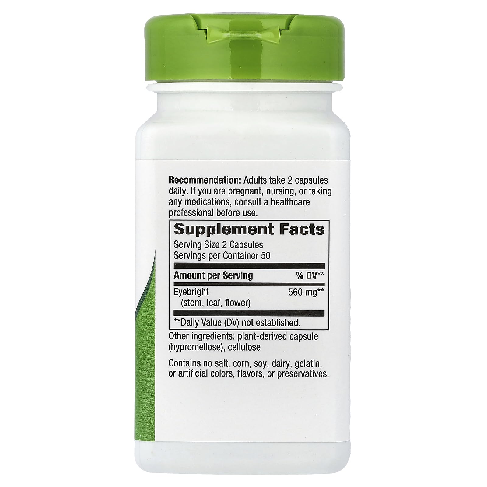 Nature's Way Eyebright Herb 100 capsules bottle side view