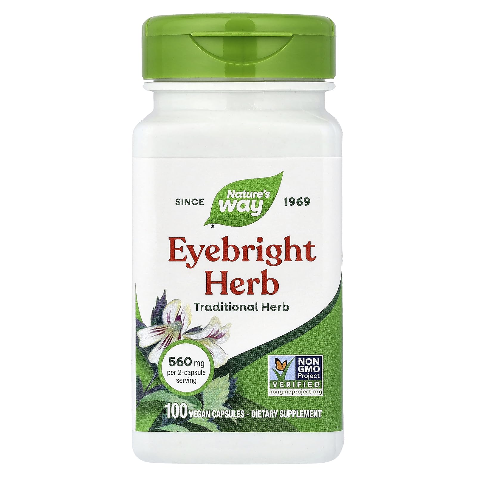 Nature's Way Eyebright Herb 430mg 100 capsules front view