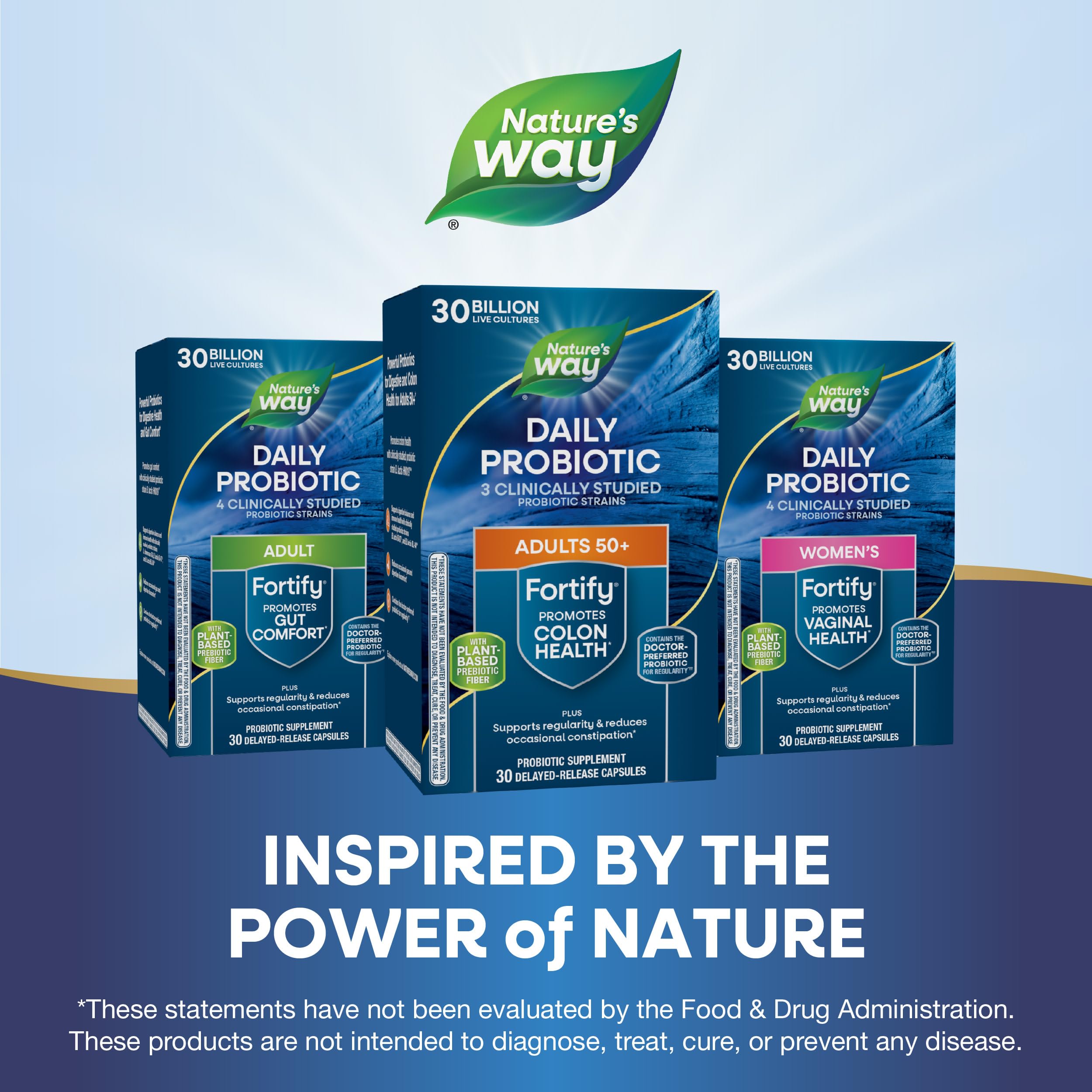 Nature's Way Fortify 50+ Probiotic capsules with a glass of water