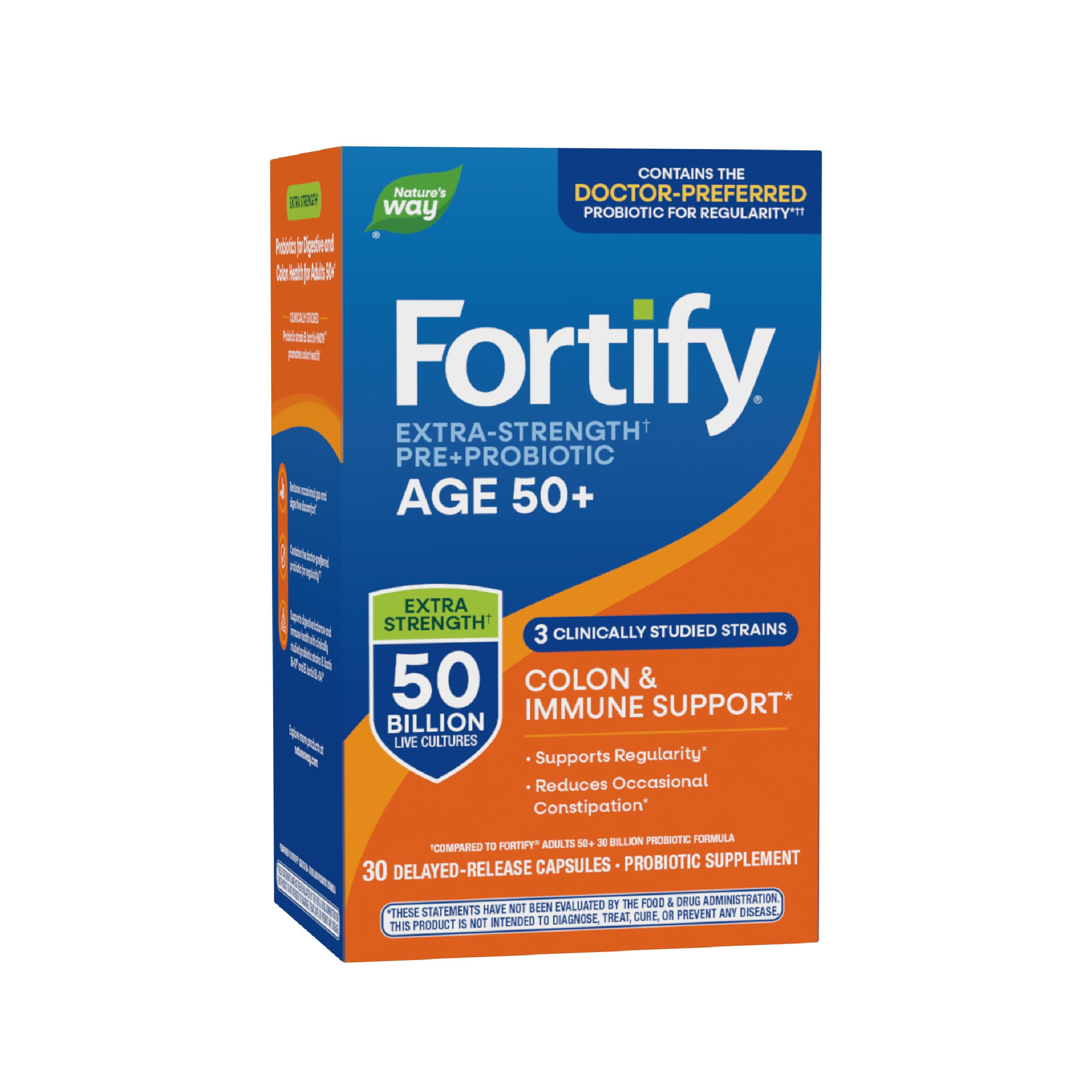 Nature's Way Fortify Extra Strength Probiotic 50 Billion CFU capsule bottle front view