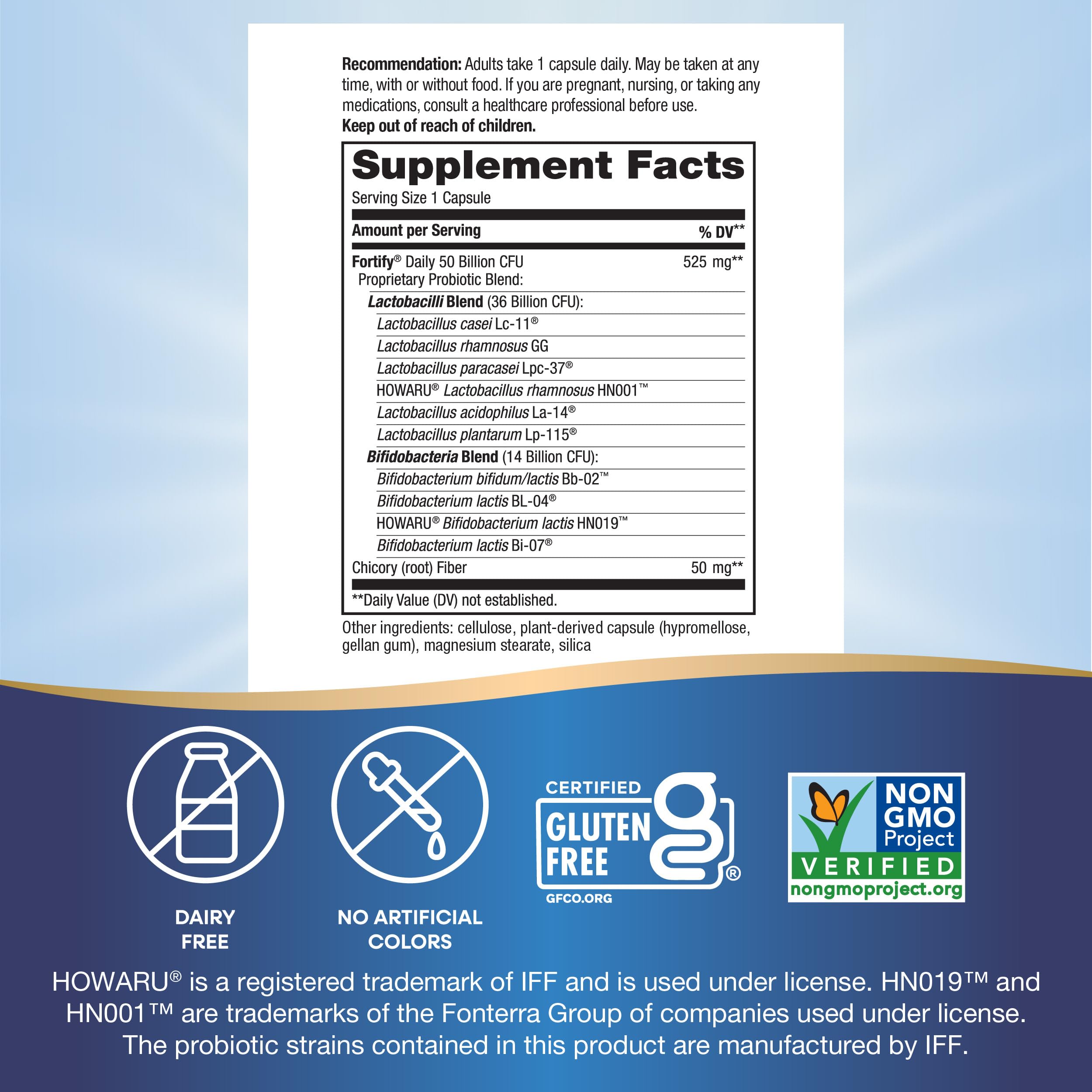 Nature's Way Fortify Extra Strength Probiotic 50 Billion CFU ingredients list
