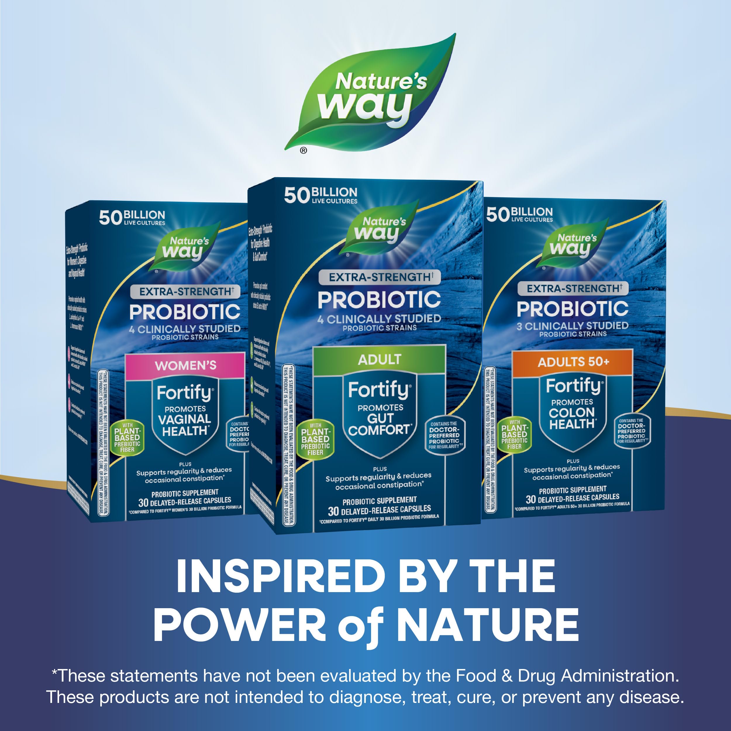 Nature's Way Fortify Extra Strength Probiotic 50 Billion CFU with a glass of water