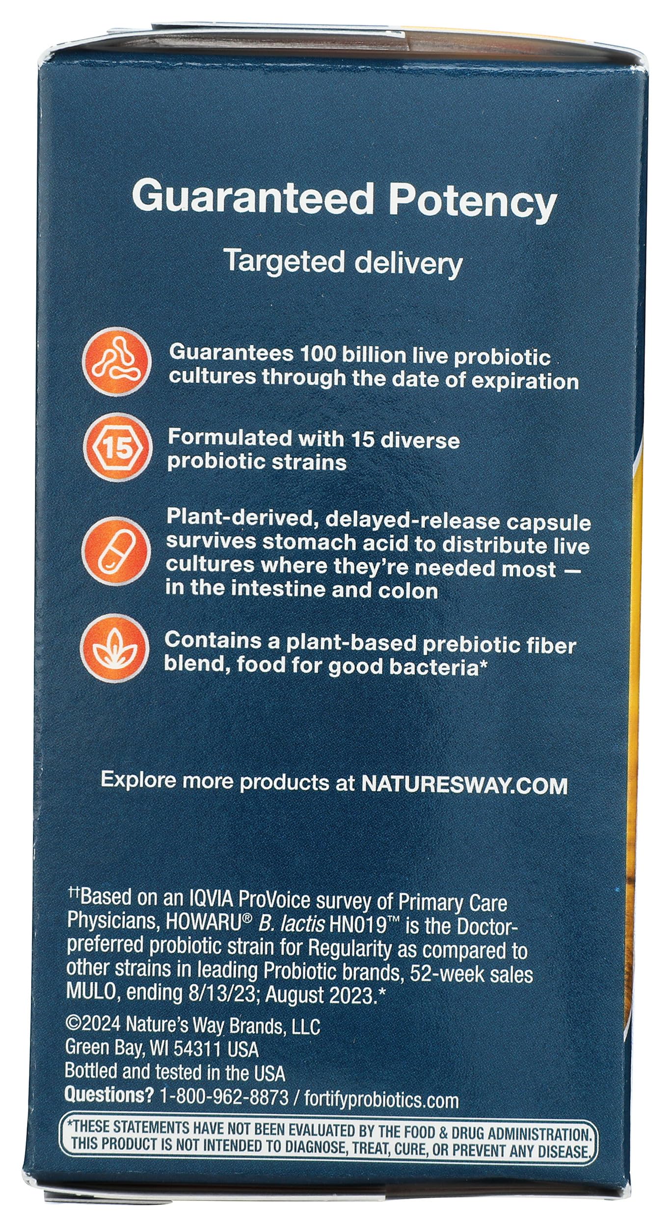 Nature's Way Fortify Optima Daily Probiotic 100 Billion CFU capsules close-up