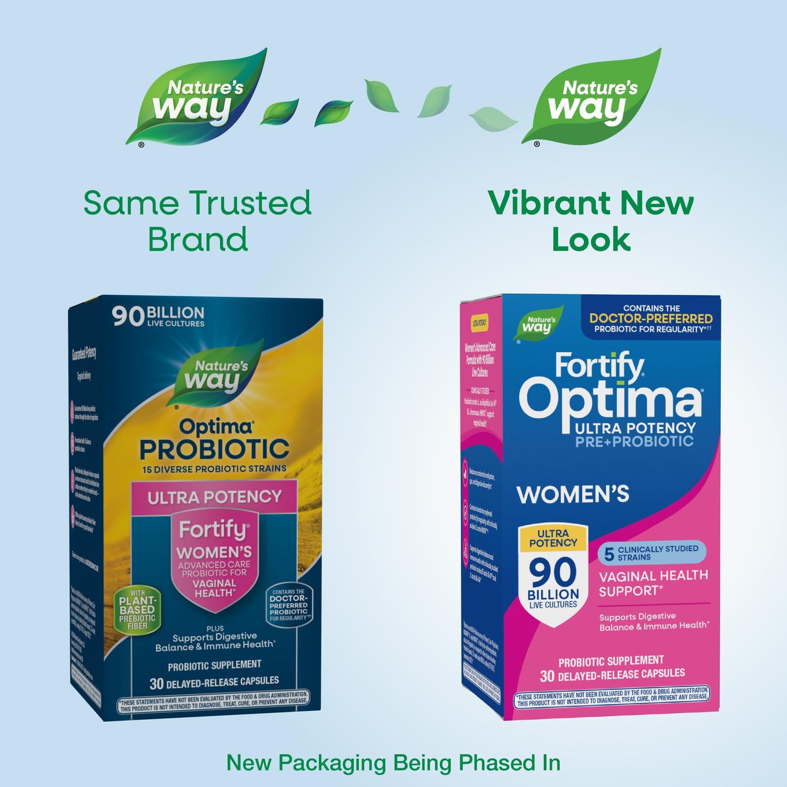 Nature's Way Fortify Optima Probiotic for Women back view with ingredient list