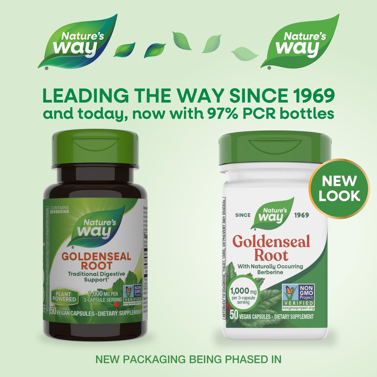 Nature's Way Goldenseal Root 1140mg capsules side view