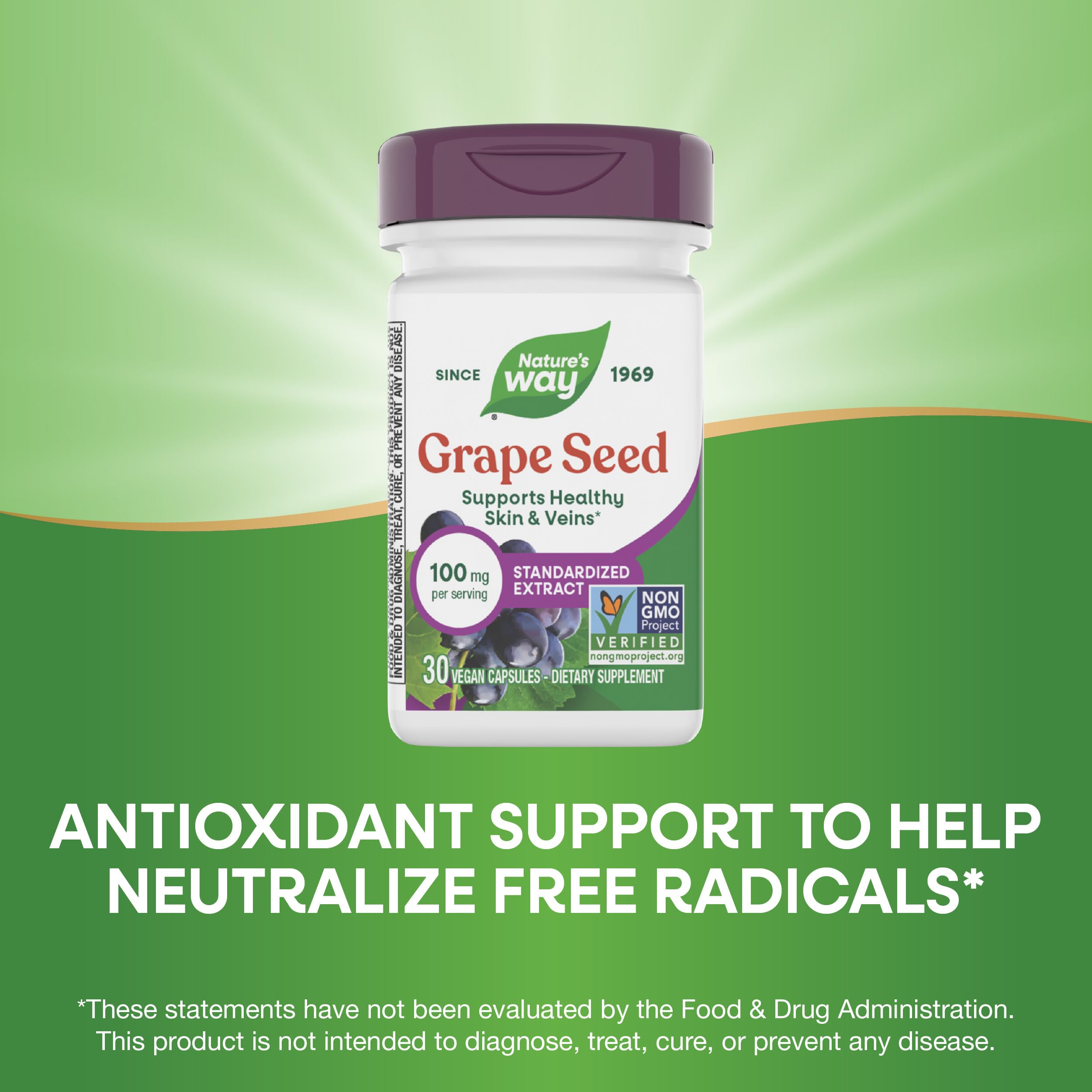 Nature's Way Grape Seed Extract 95% Polyphenols capsule close-up