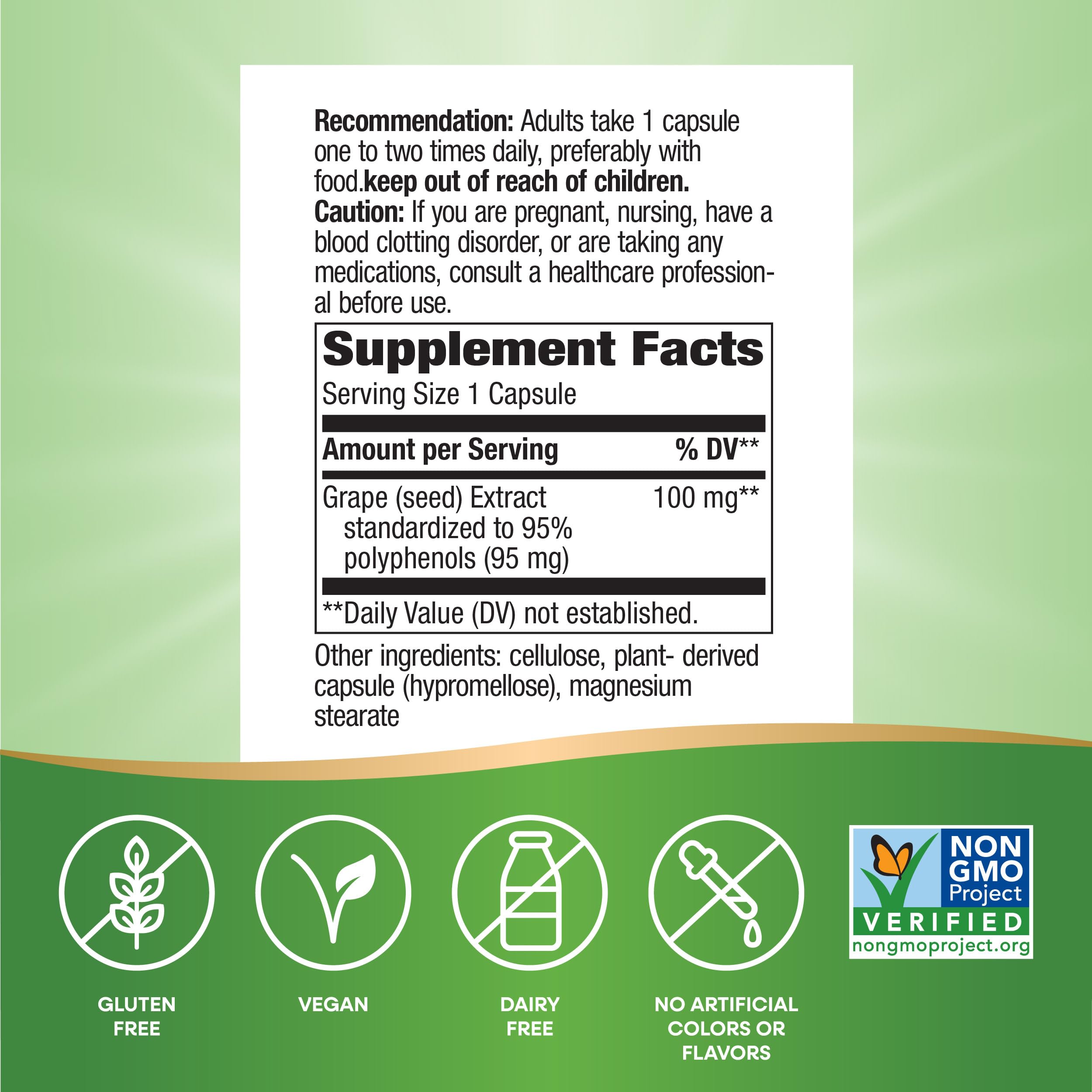 Nature's Way Grape Seed Extract 95% Polyphenols ingredients list