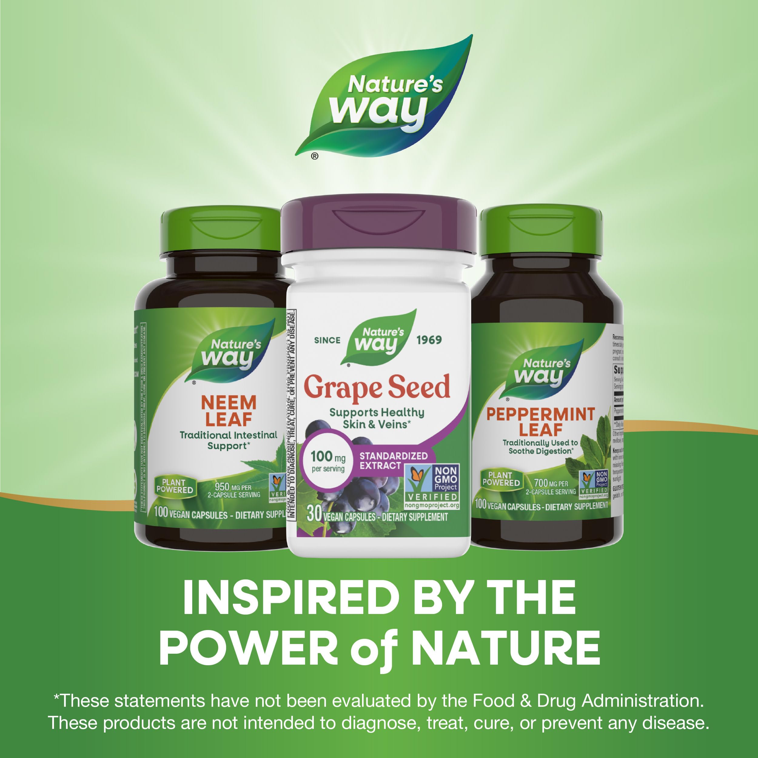 Nature's Way Grape Seed Extract 95% Polyphenols with a glass of water
