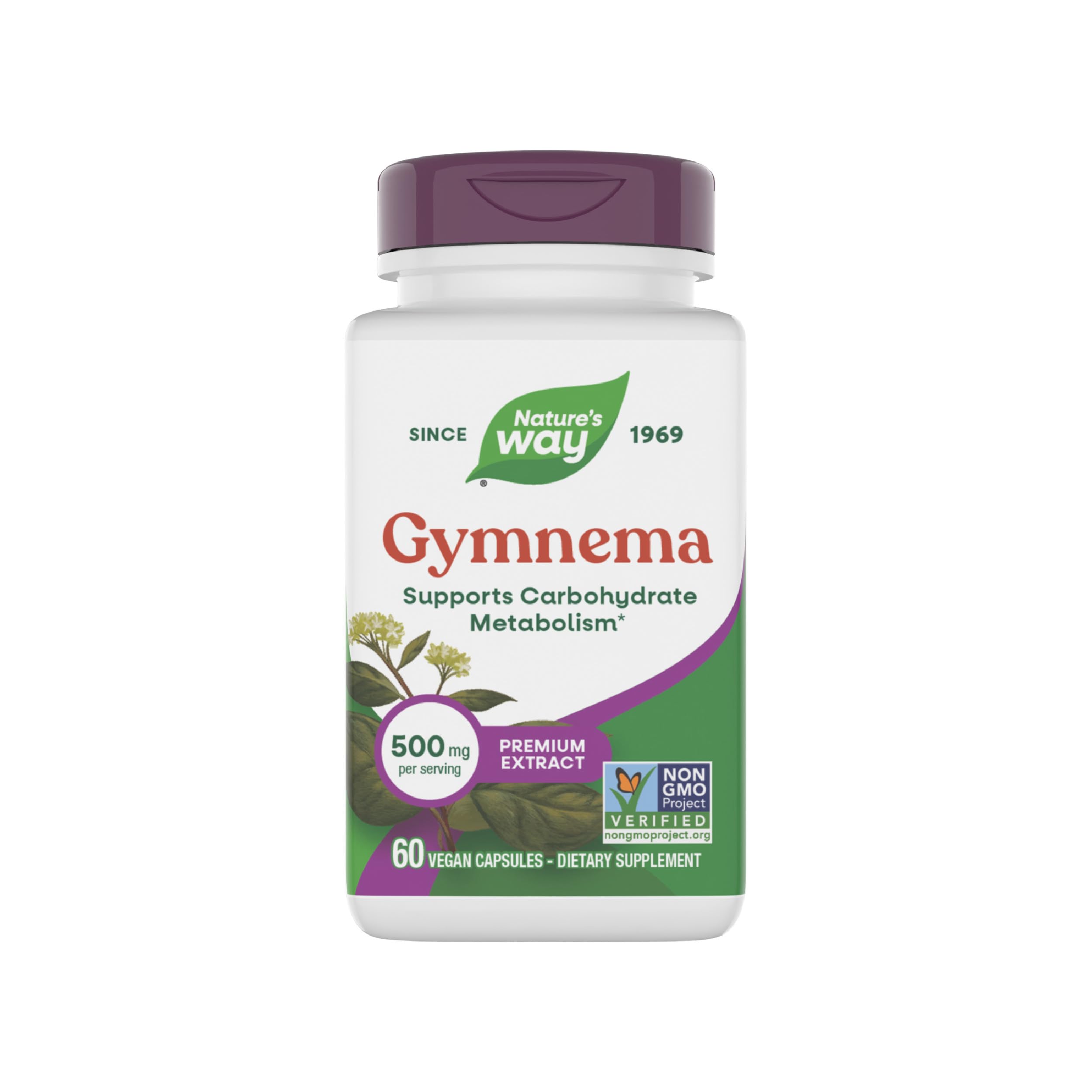 Nature's Way Gymnema Premium Extract 500mg capsules front view