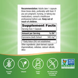 Nature's Way Gymnema Premium Extract 500mg capsules opened bottle