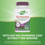 Nature's Way Gymnema Premium Extract 500mg capsules with plant background