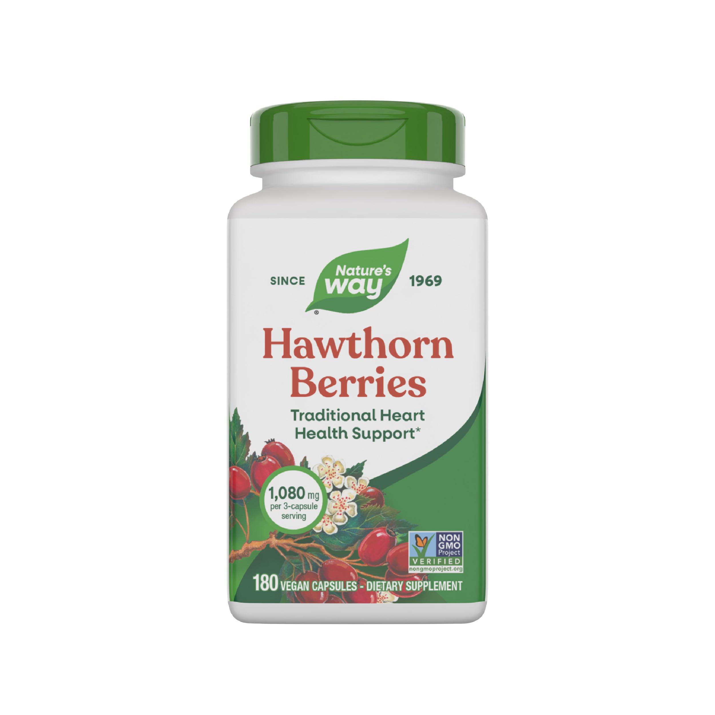 Nature's Way Hawthorn Berries 180 Vcaps bottle front view