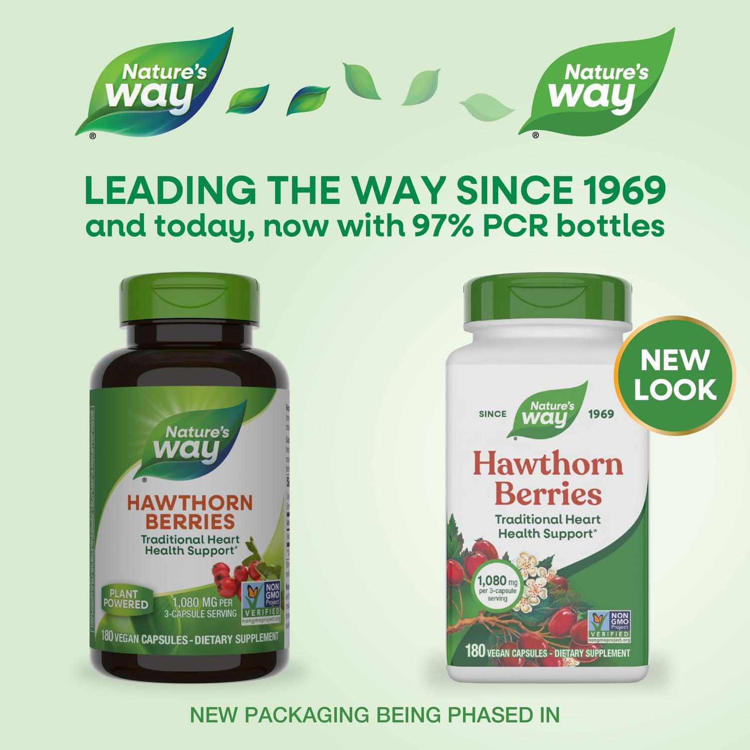 Nature's Way Hawthorn Berries 180 Vcaps capsules on a wooden table