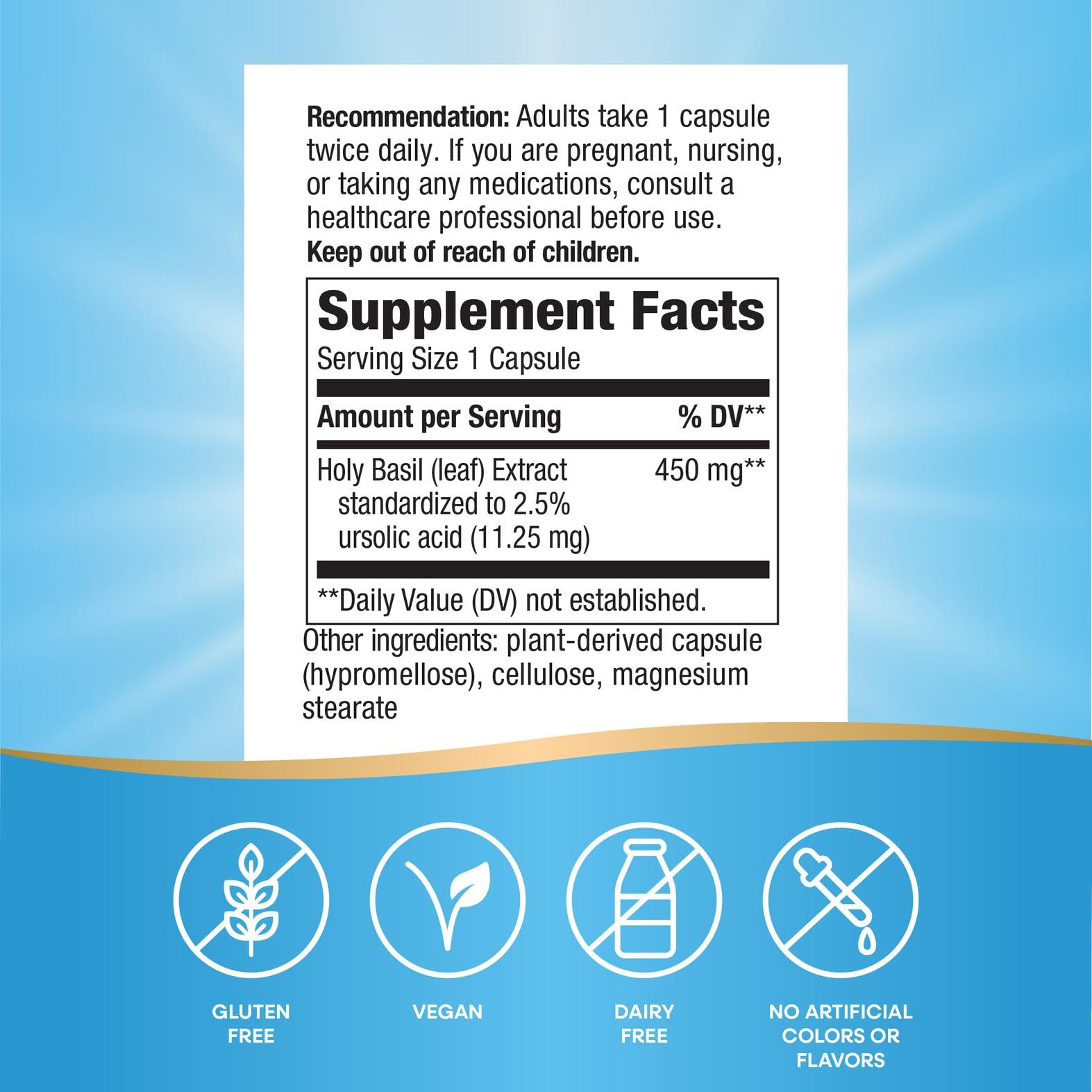 Nature's Way Holy Basil Supplement bottle with recycling symbol