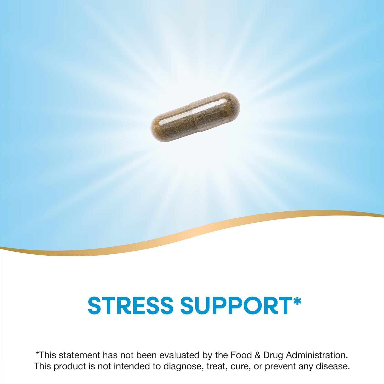 Nature's Way Holy Basil Supplement capsules on a wooden surface