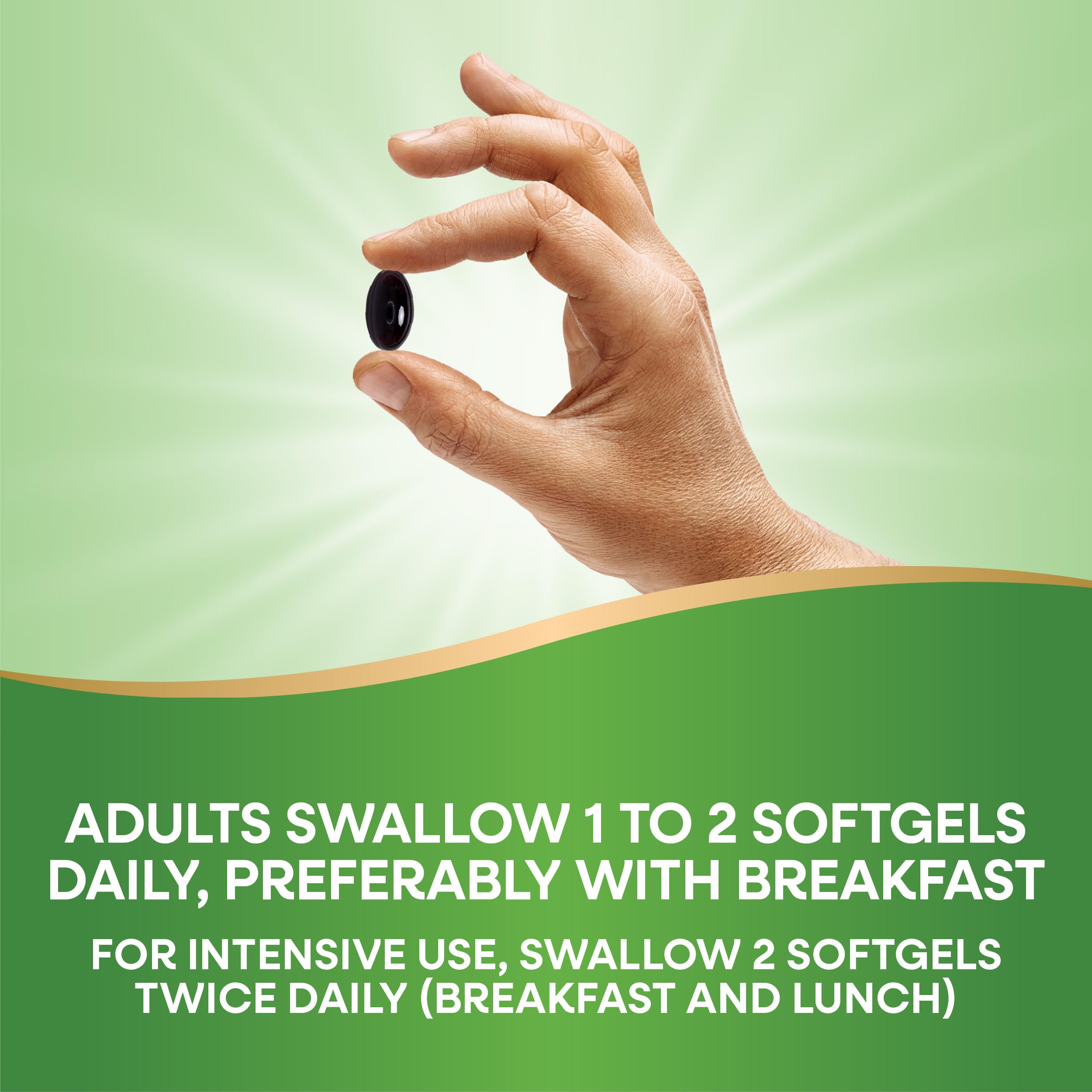 Nature's Way Krill Oil softgels in a hand