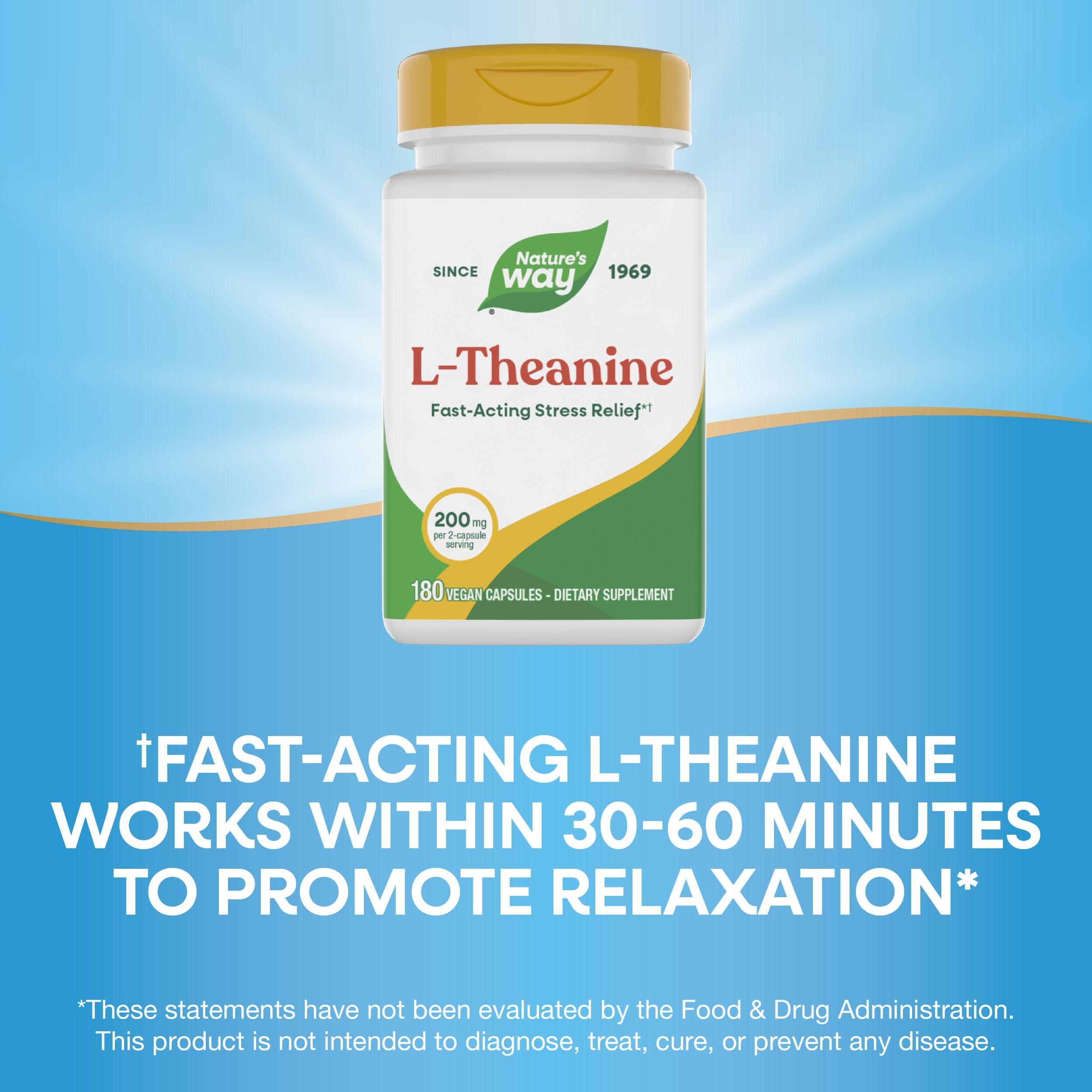 Nature's Way L-Theanine capsules in hand