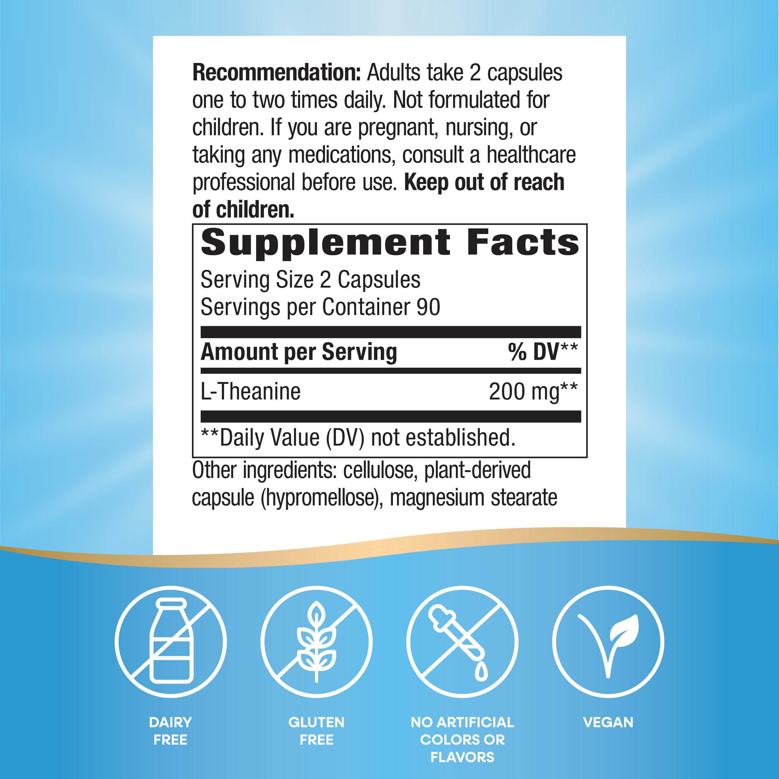 Nature's Way L-Theanine capsules on a table