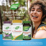 Nature's Way L-Theanine capsules with ingredients list