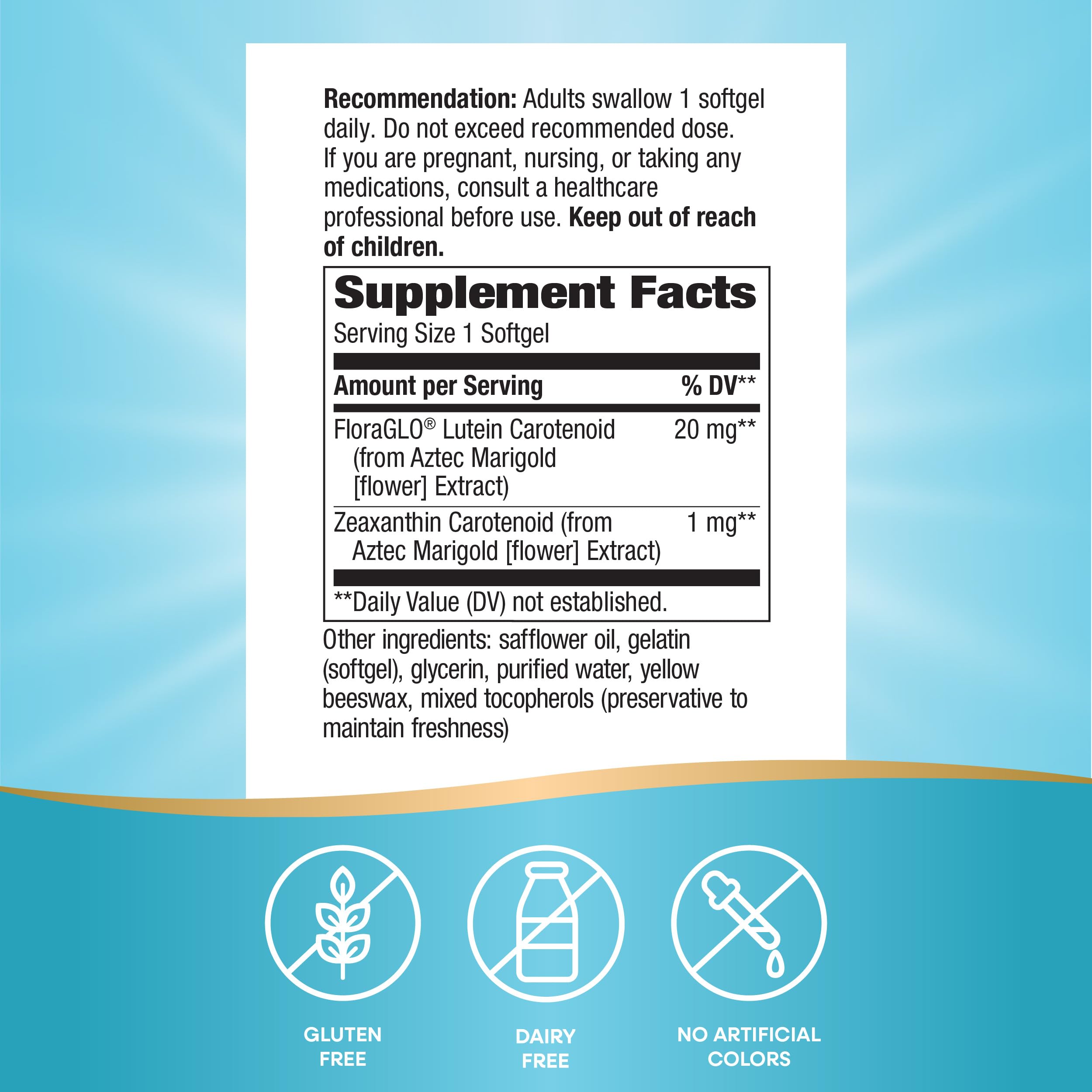 Nature's Way Lutein Supplement bottle back view