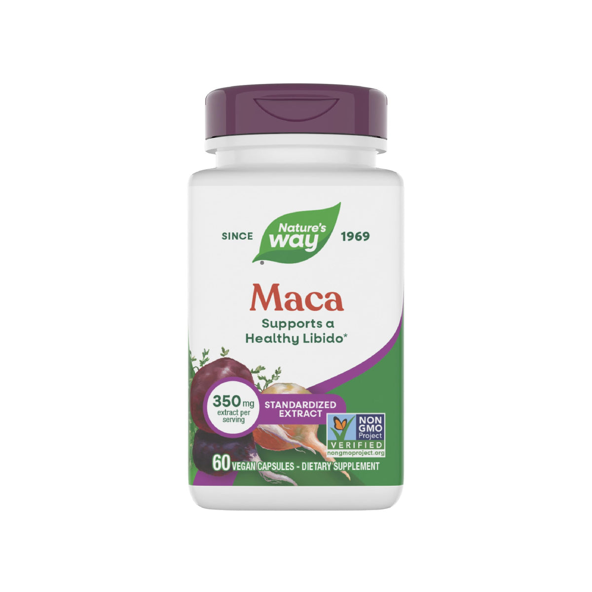 Nature's Way Maca Extract 350mg capsules front view